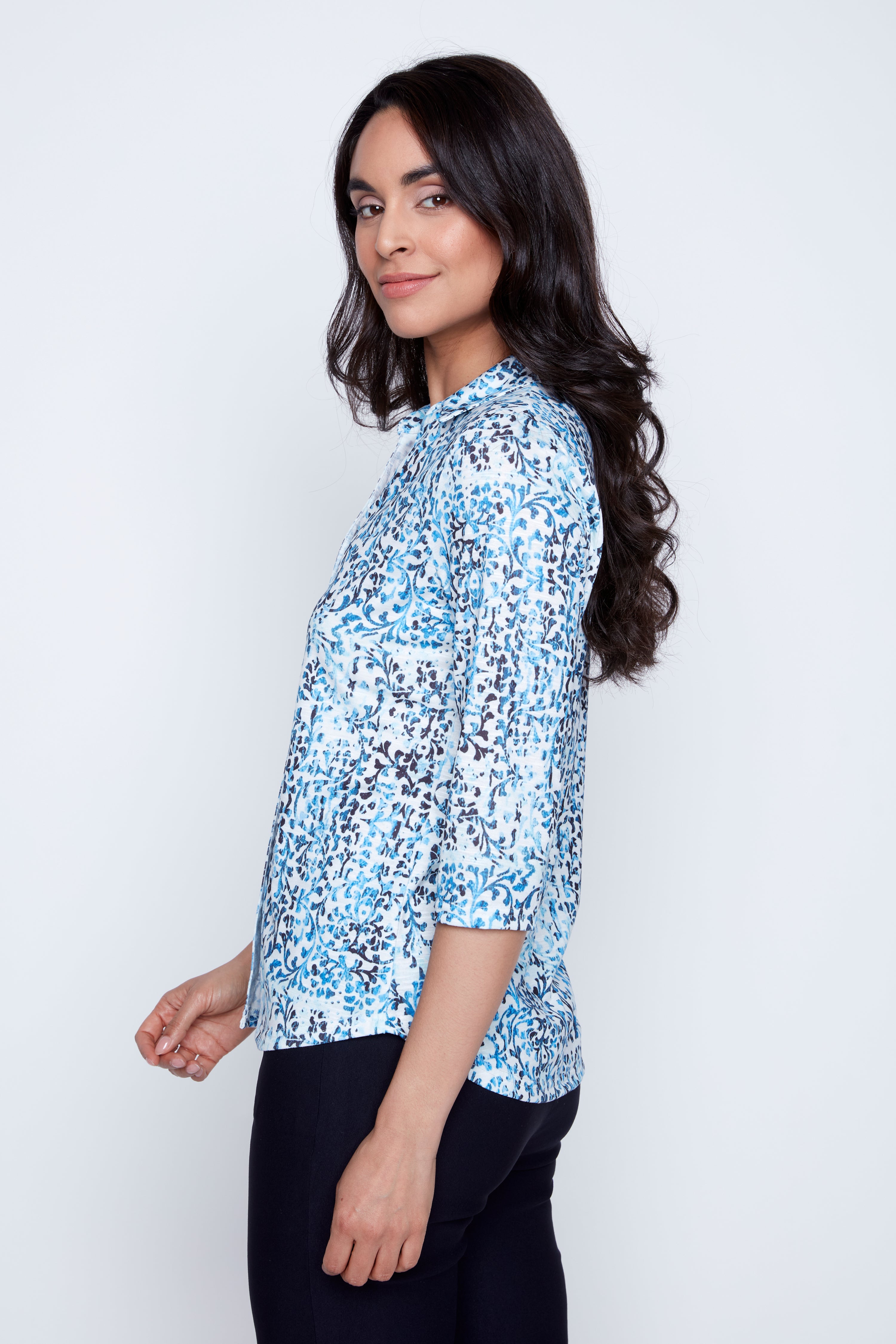 Abstract dot print blouse