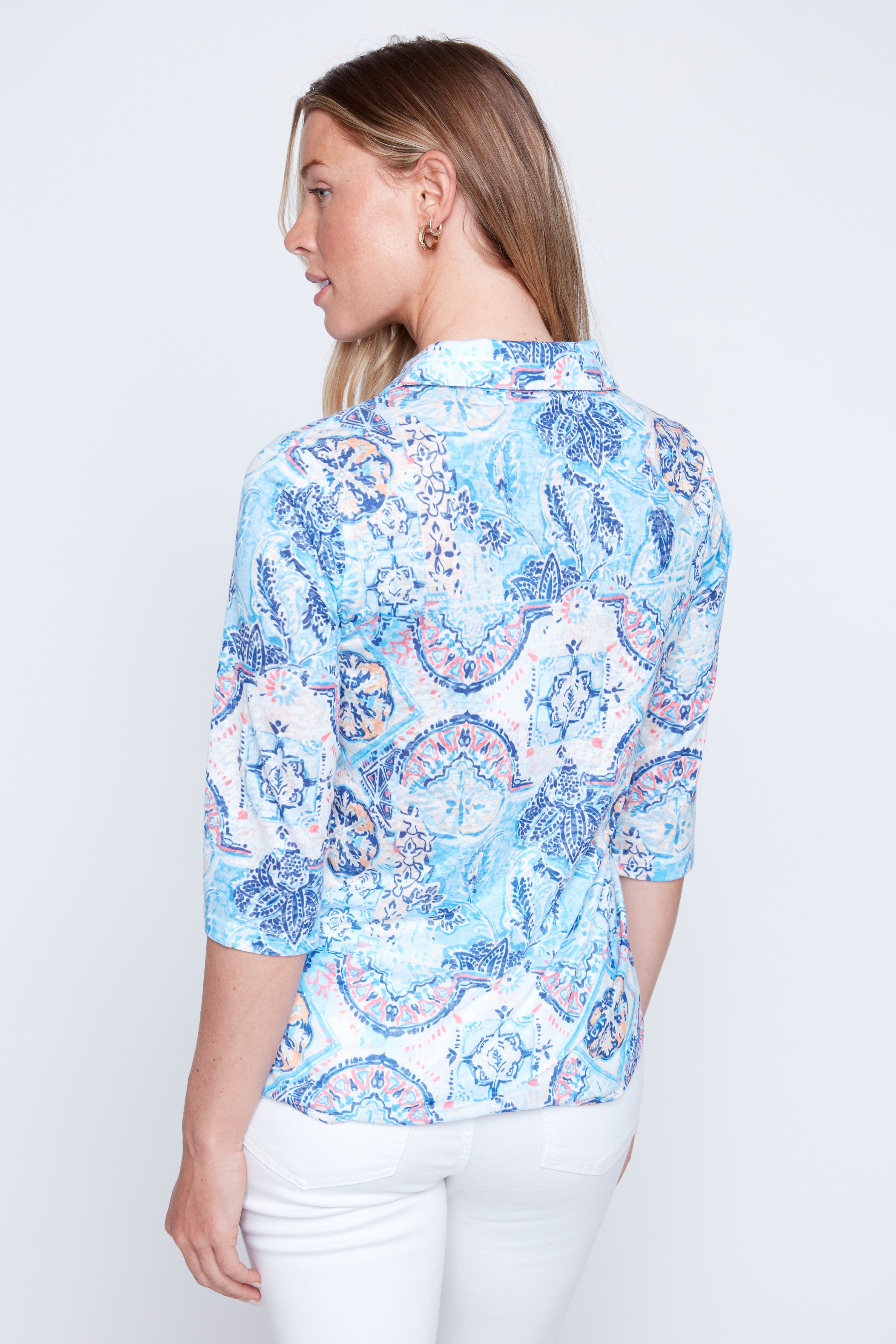Printed burn out blouse