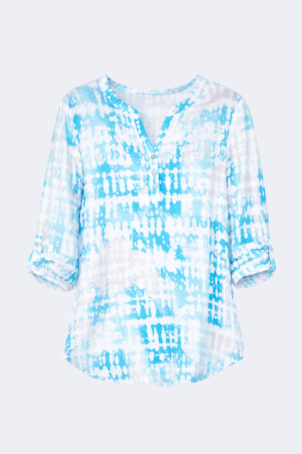 Abstract print Henley blouse