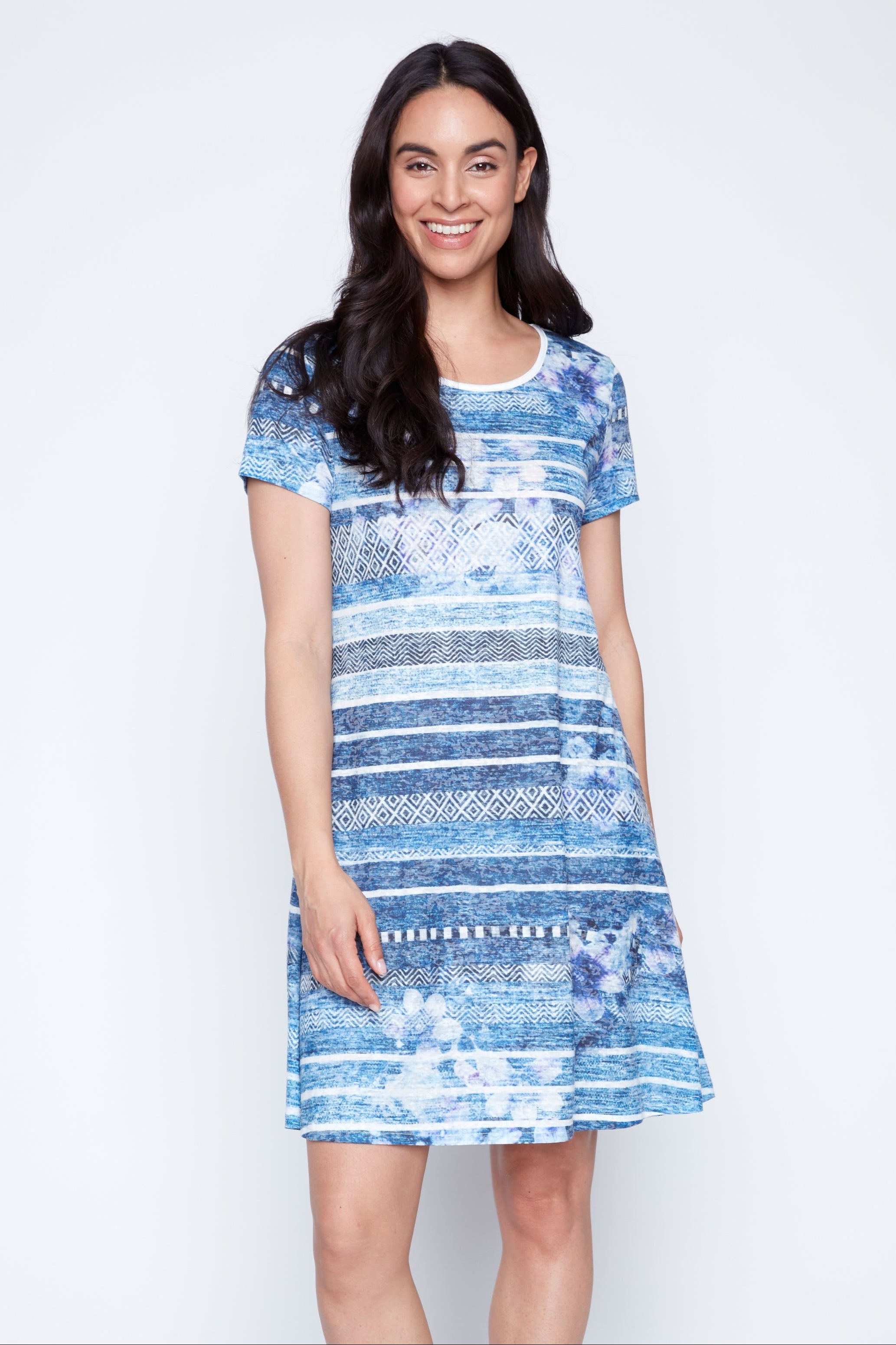 A-line abstract lines design burn out dress