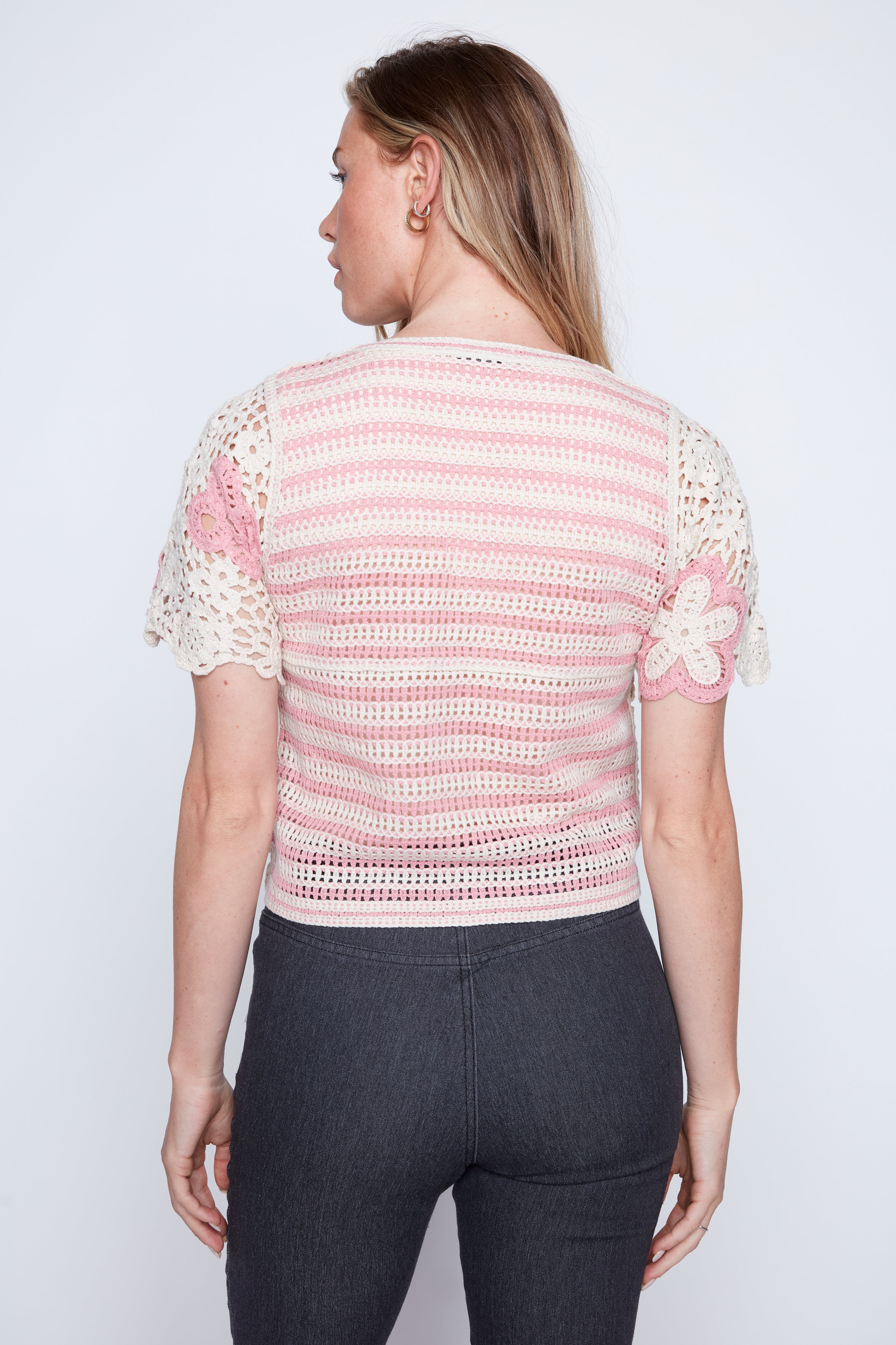 Two tone floral crochet cardigan