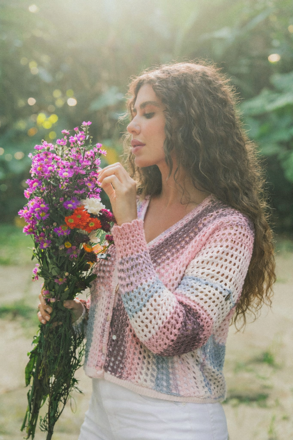 Colored crochet cardigan