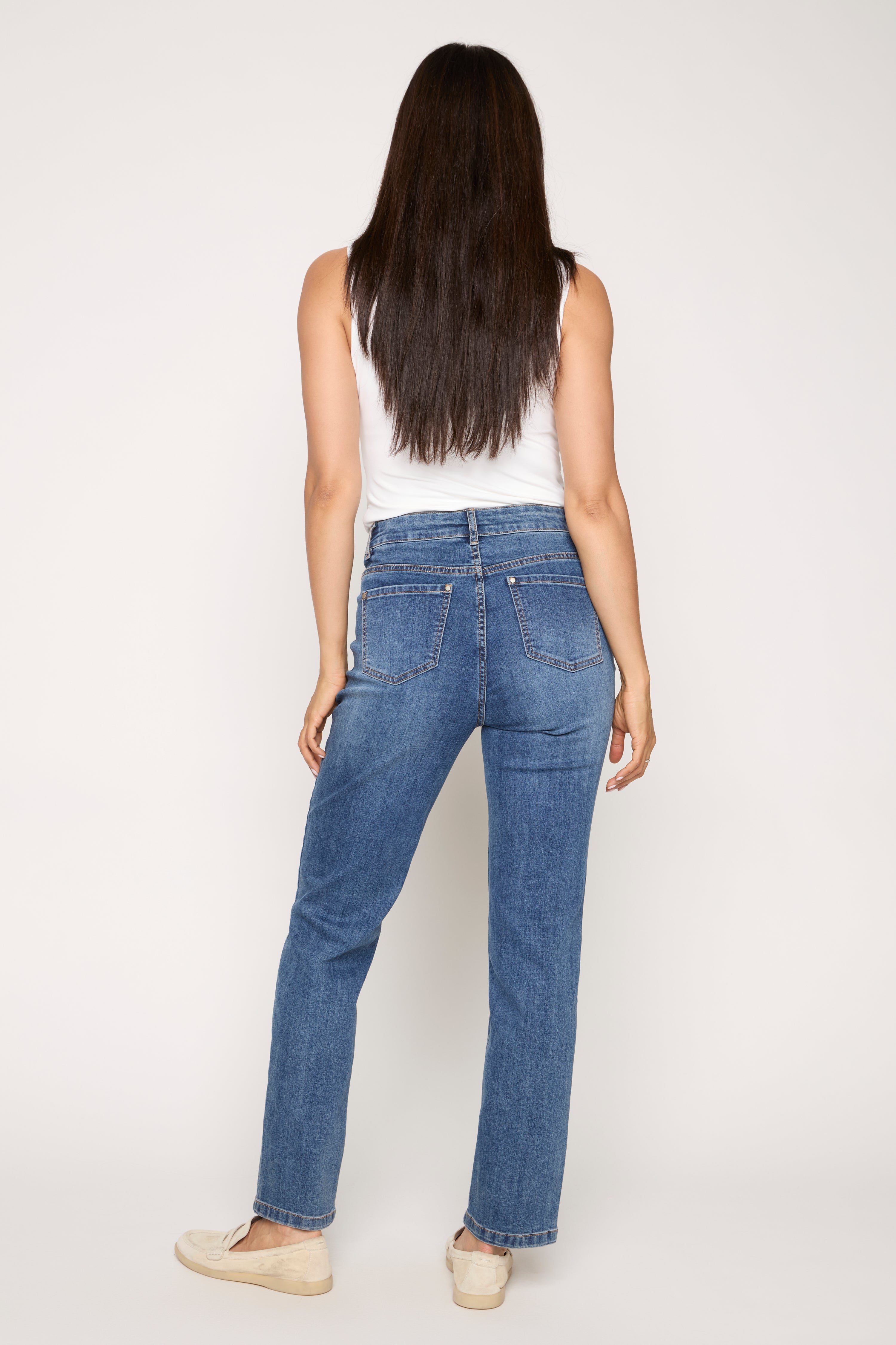 Embroidered Slim Leg Jean in denim