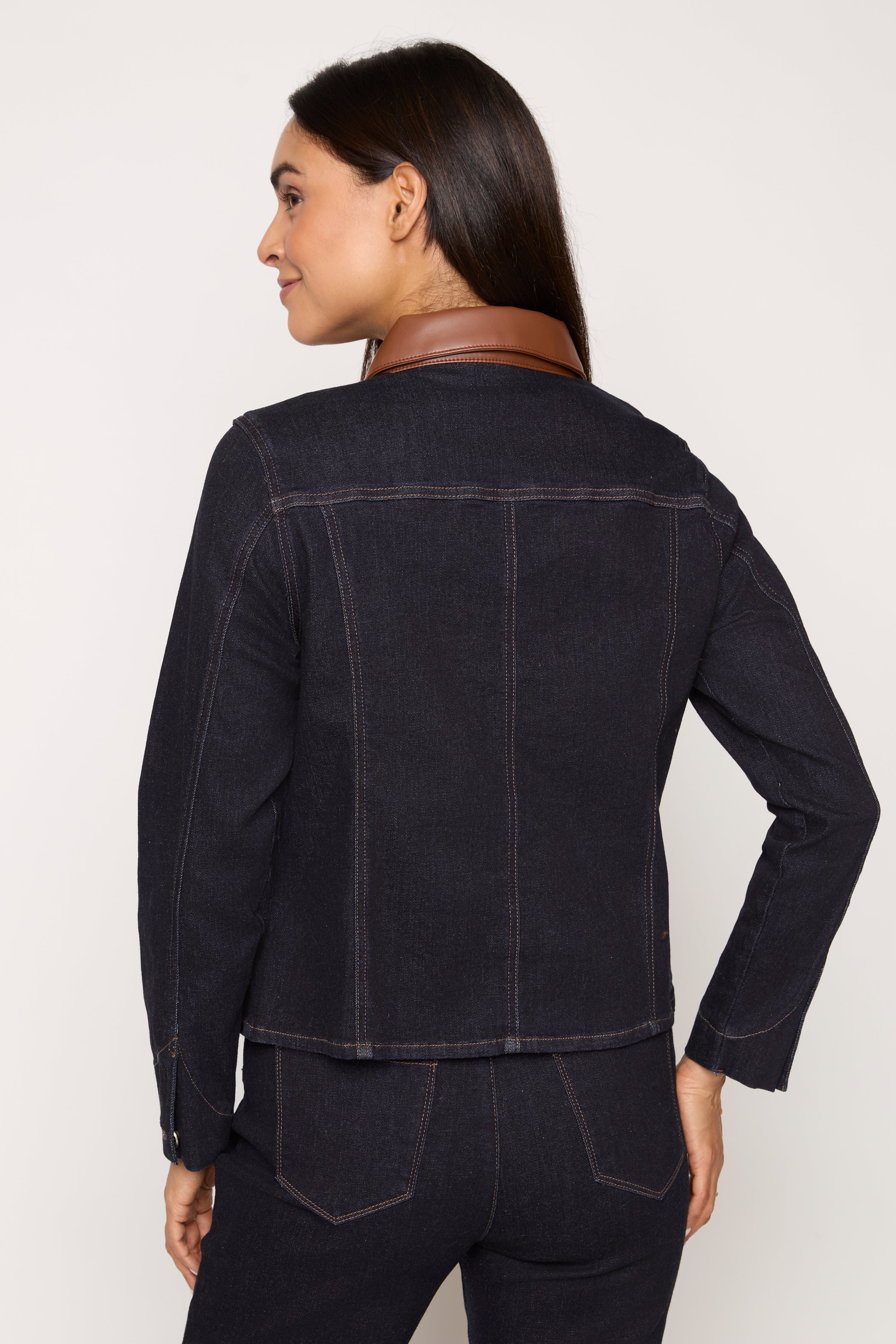 Corduroy Collar Denim Blazer in indigo