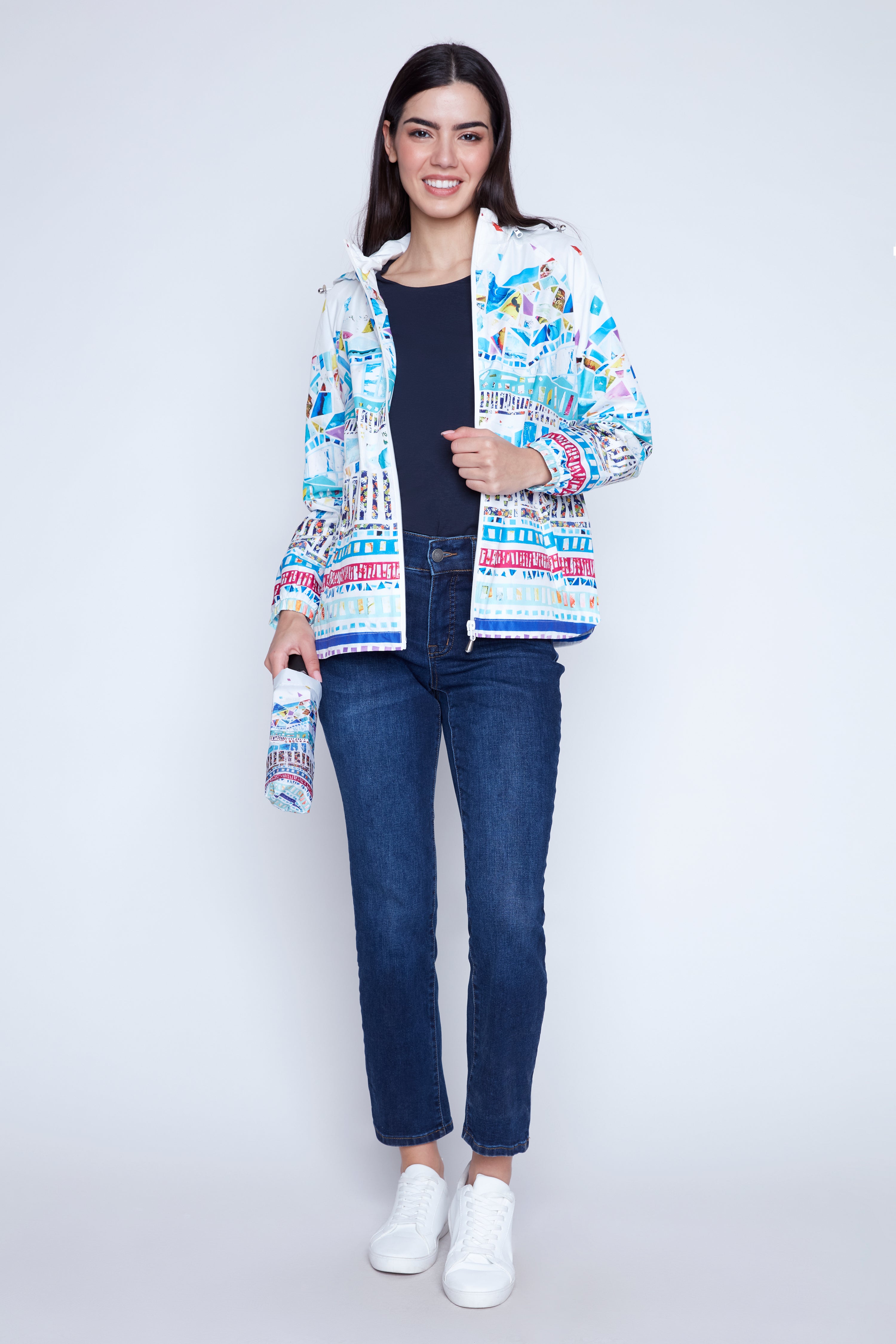 Mosaic print raincoat