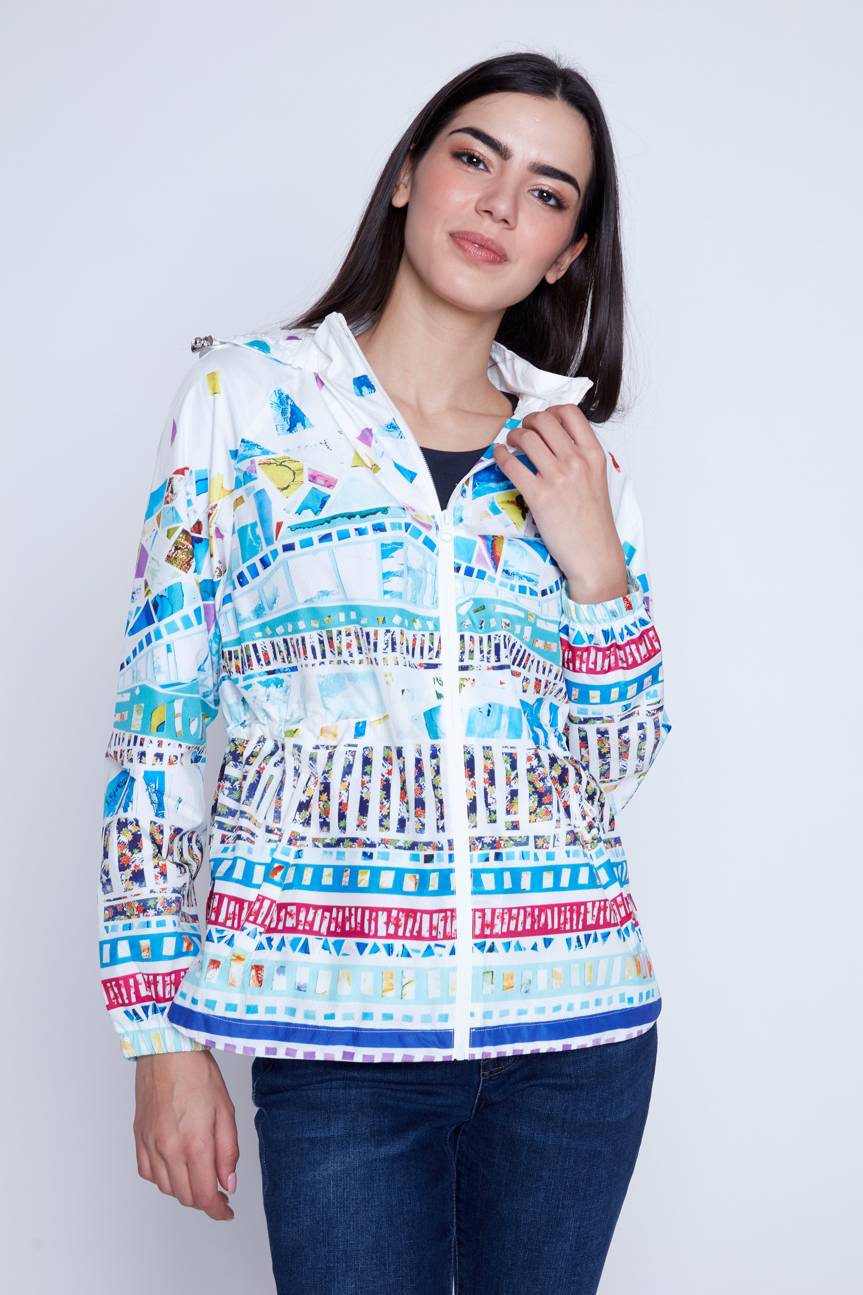 Mosaic print raincoat
