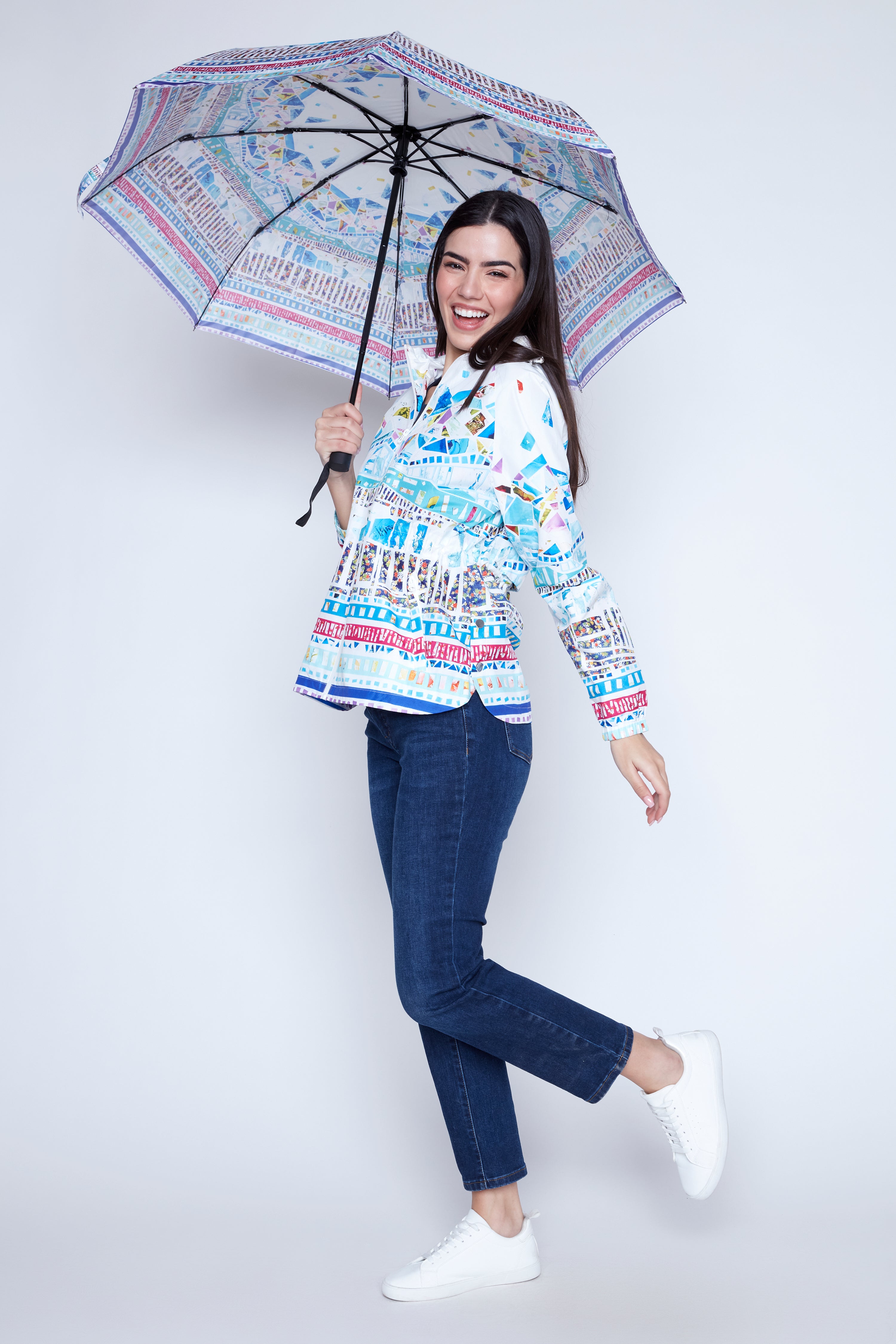 Mosaic print raincoat