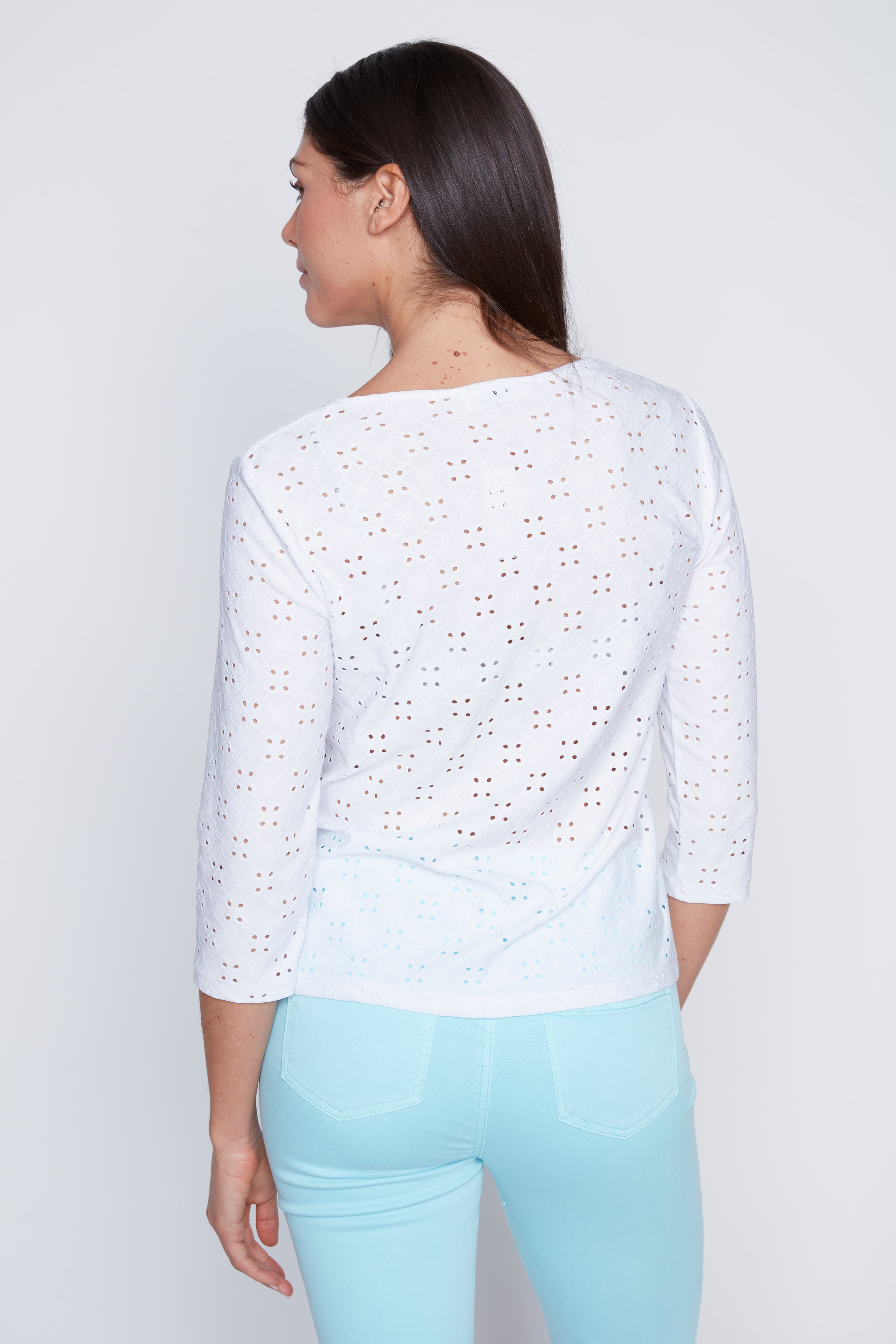 Eyelet henley top