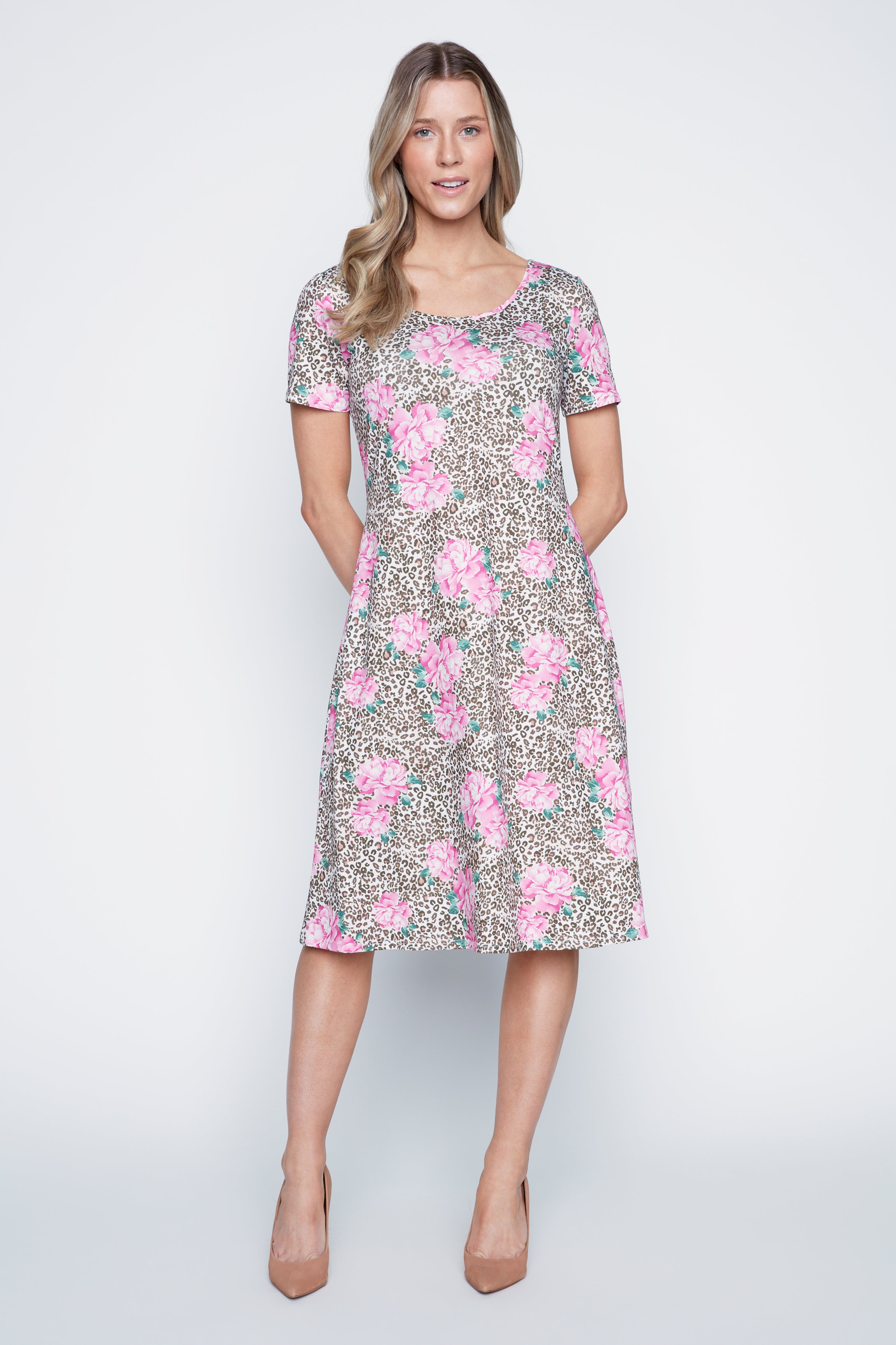 Animal and roses print sun dress