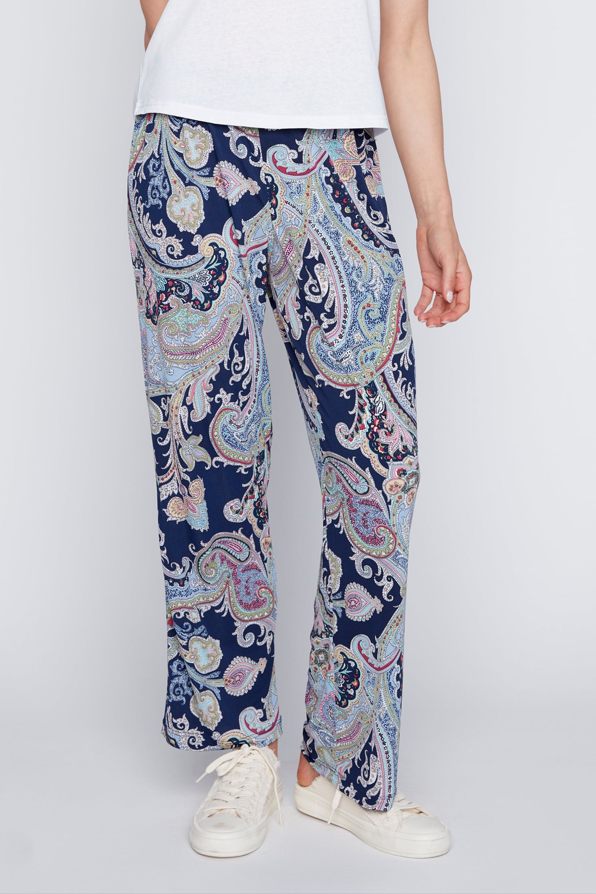 Paisley print wide leg pant
