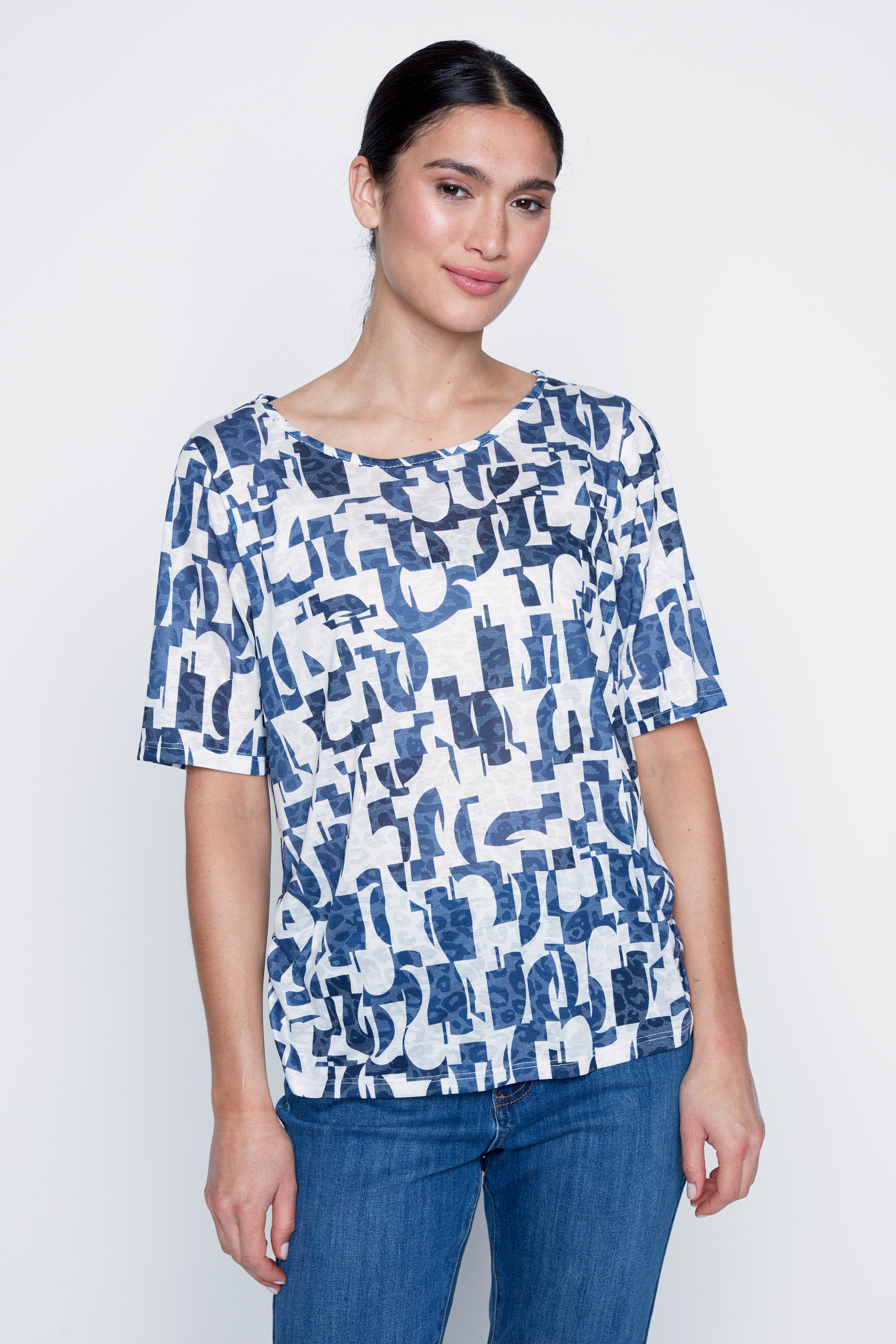 Burn out t-shirt with shirring