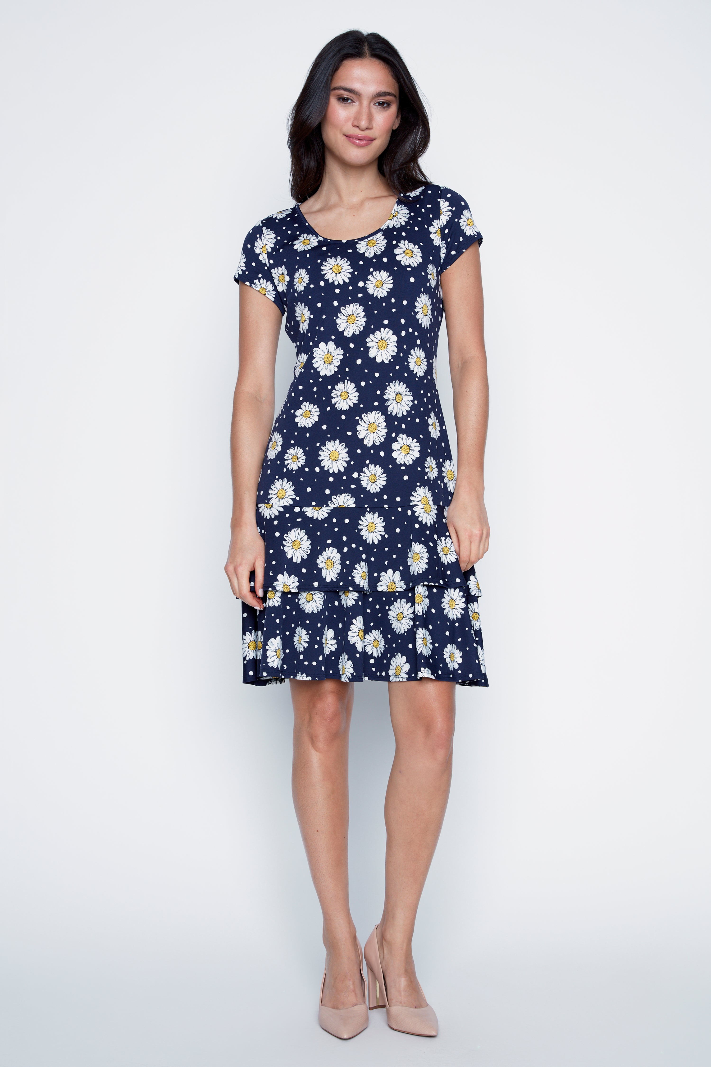 Dots and daisy design ruffle dress