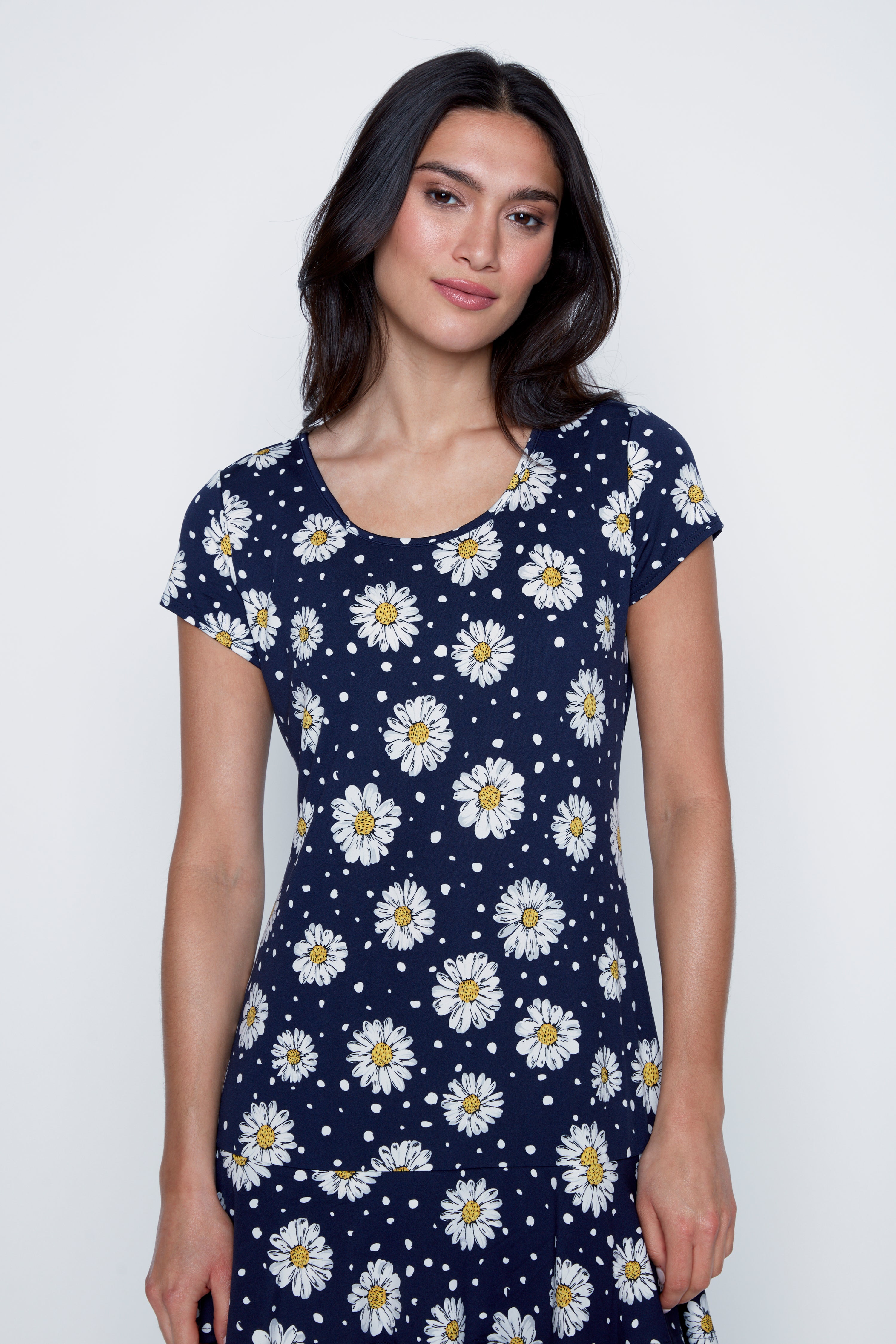 Dots and daisy design ruffle dress