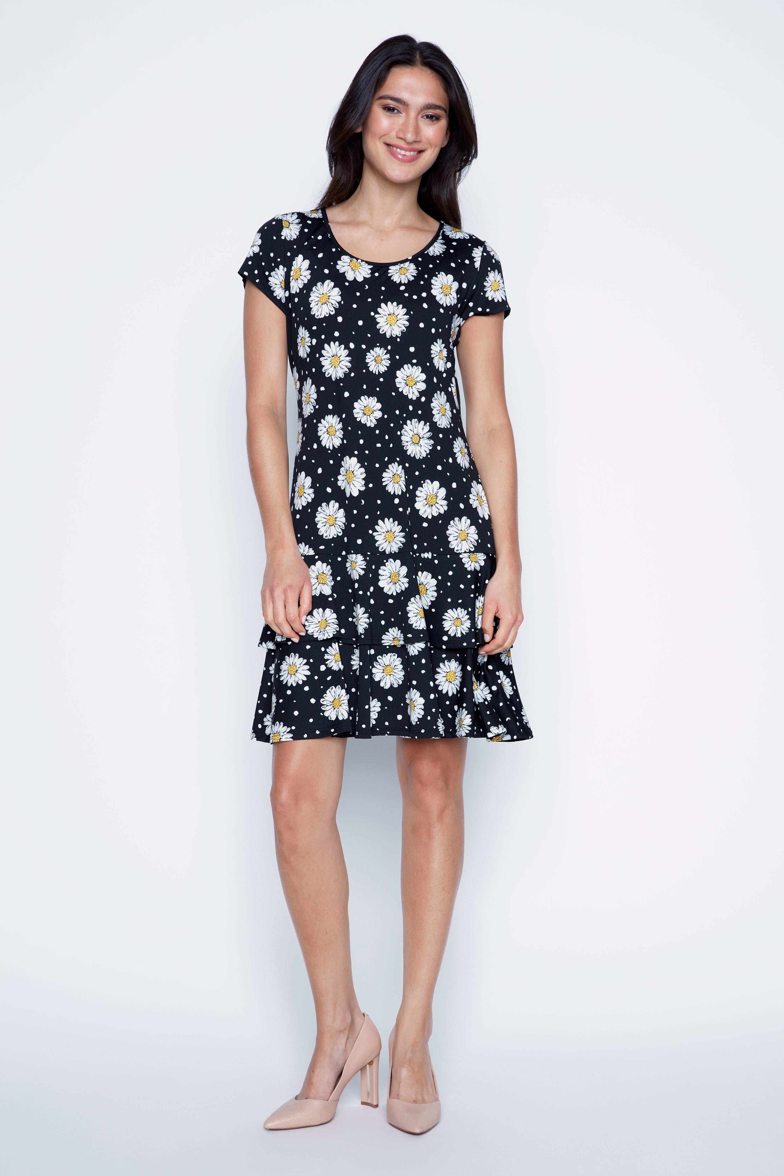 Dots and daisy design ruffle dress
