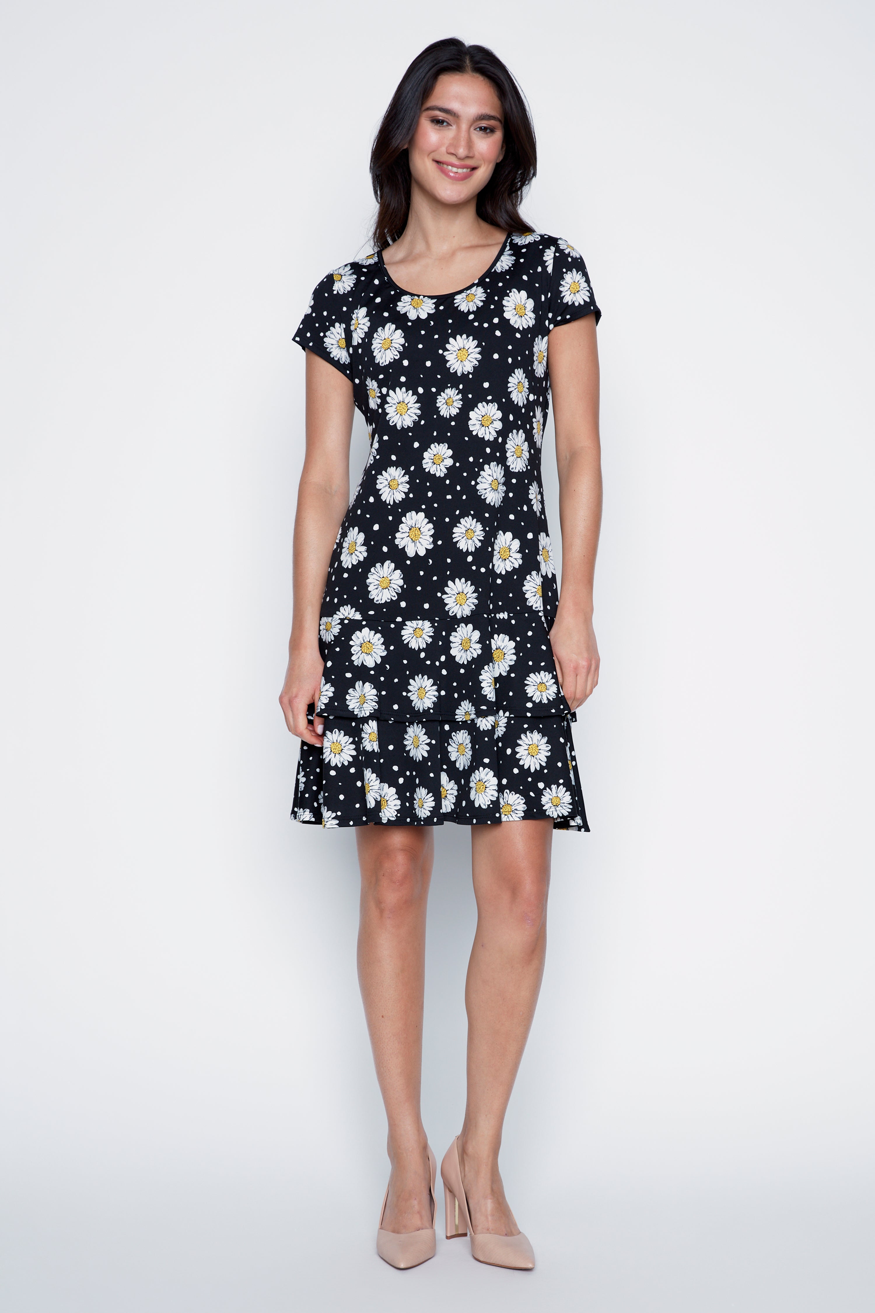 Dots and daisy design ruffle dress