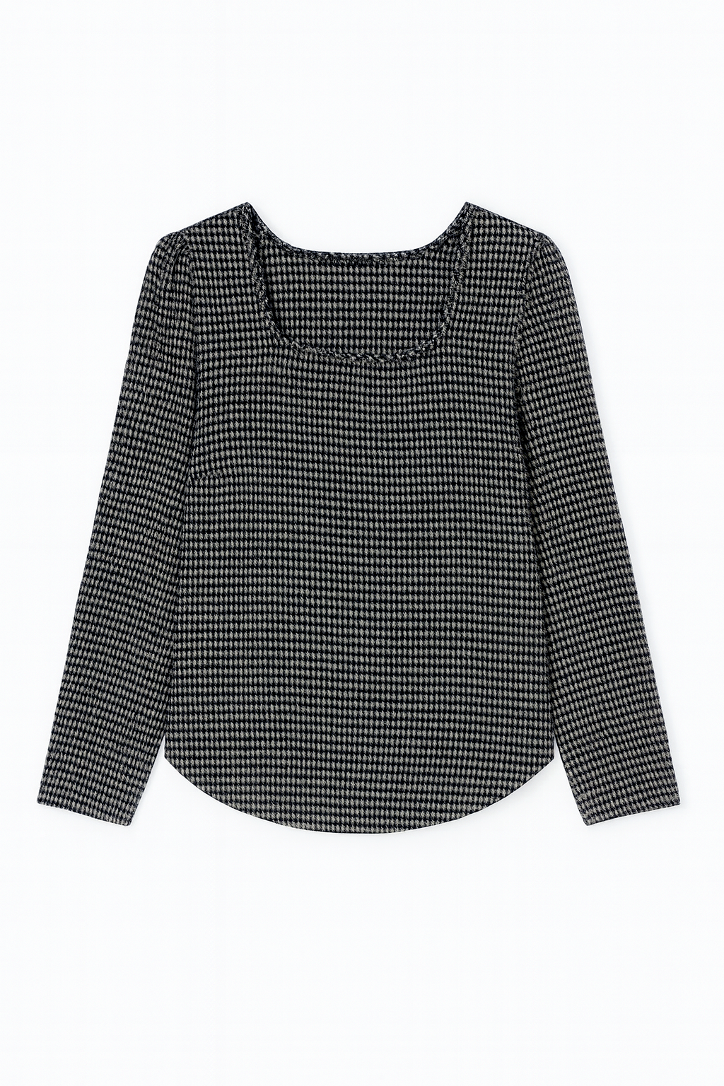 Houndstooth print top with button detail