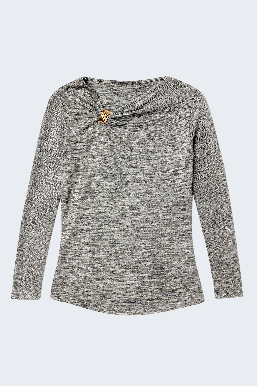 Asymmetric neck foil knit top