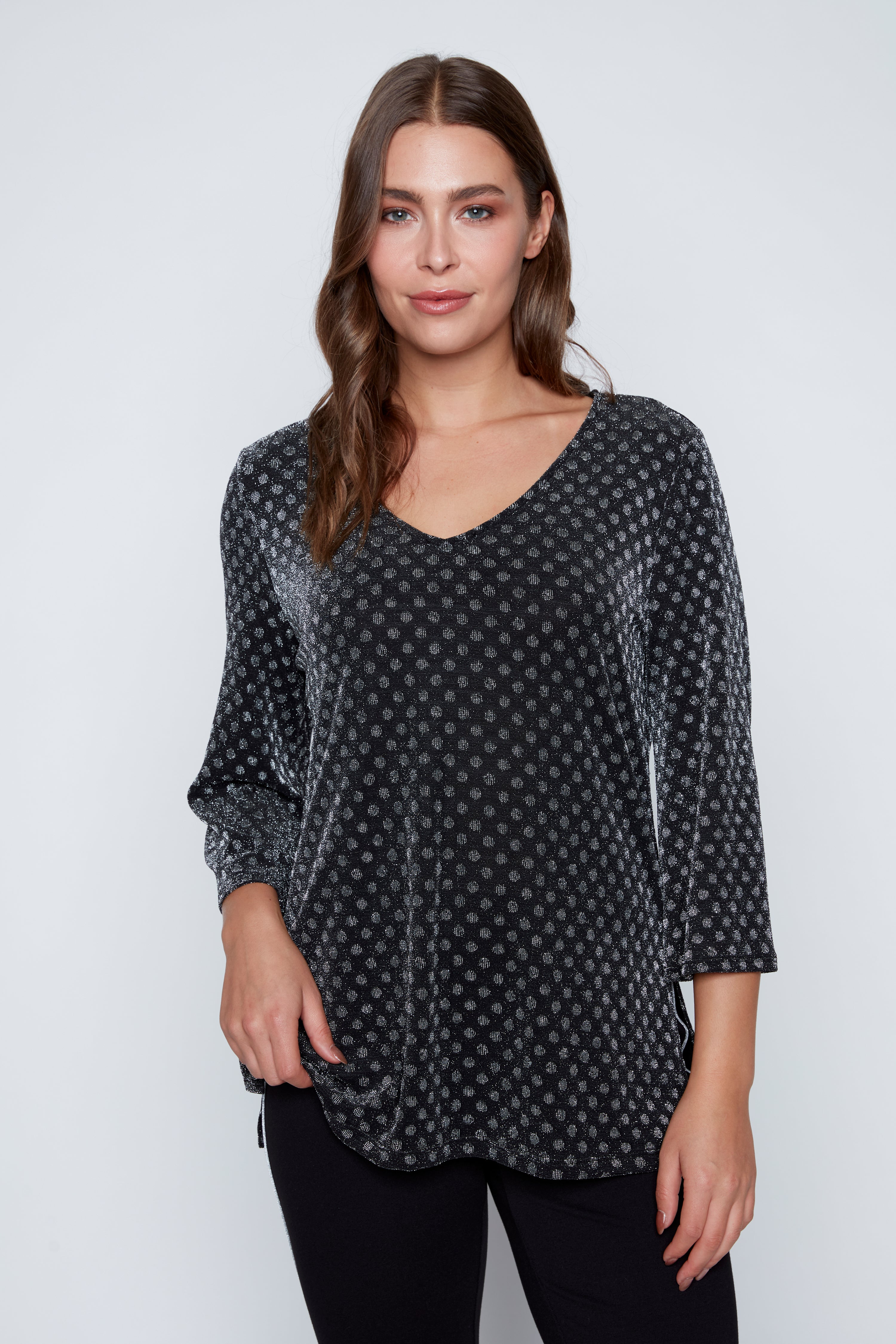 Bell sleeve lurex dot tunic