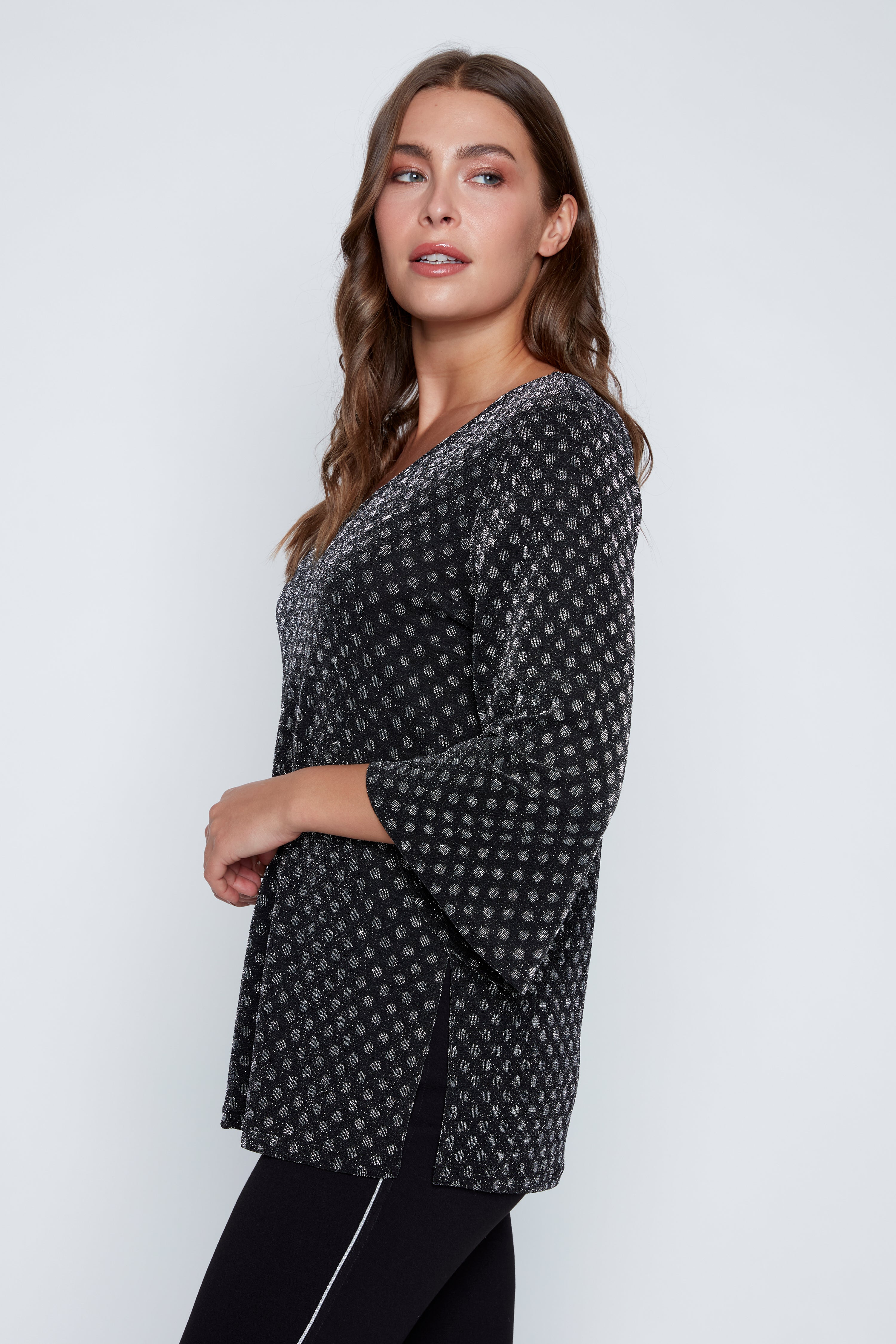 Bell sleeve lurex dot tunic