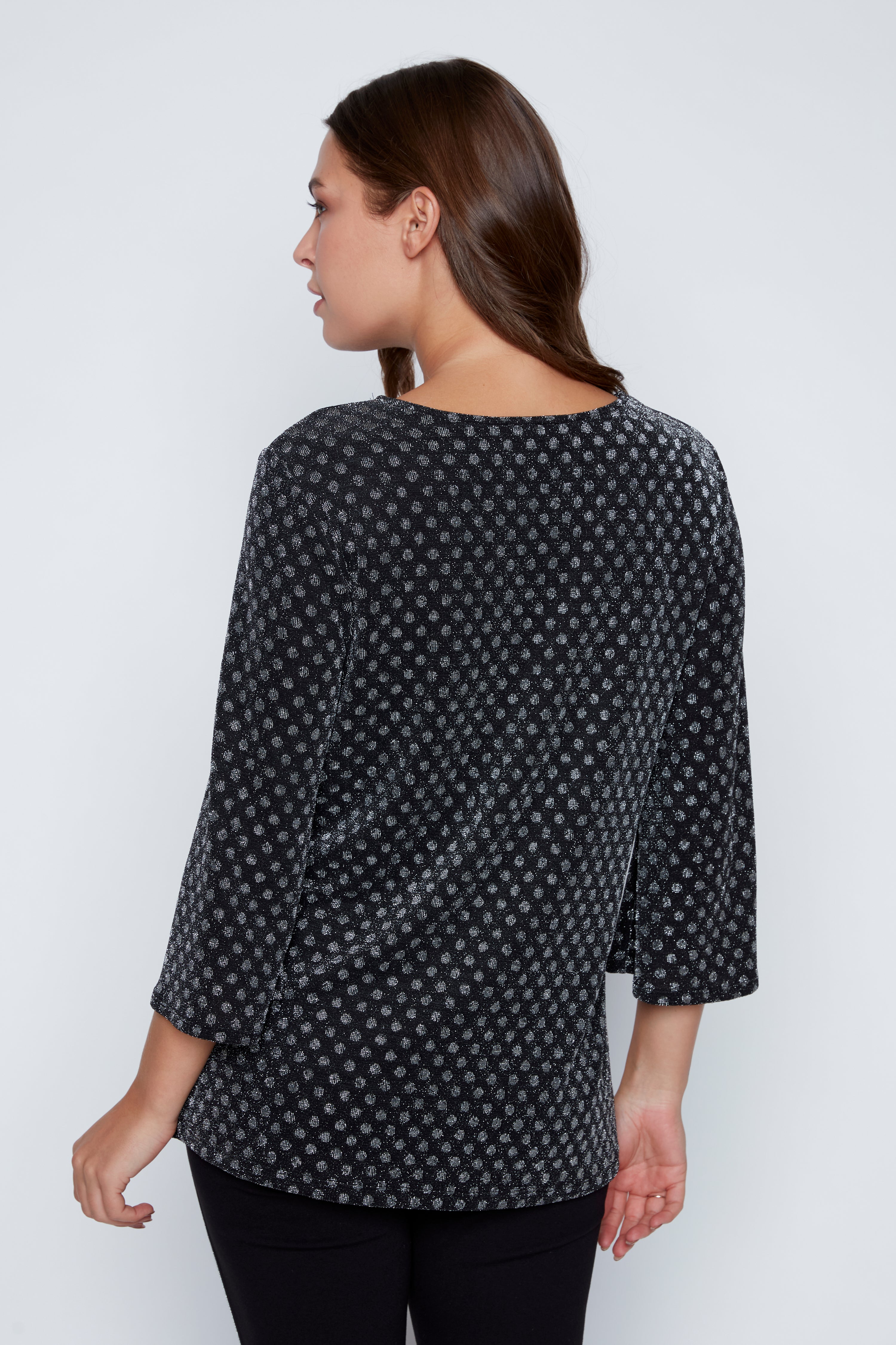 Bell sleeve lurex dot tunic