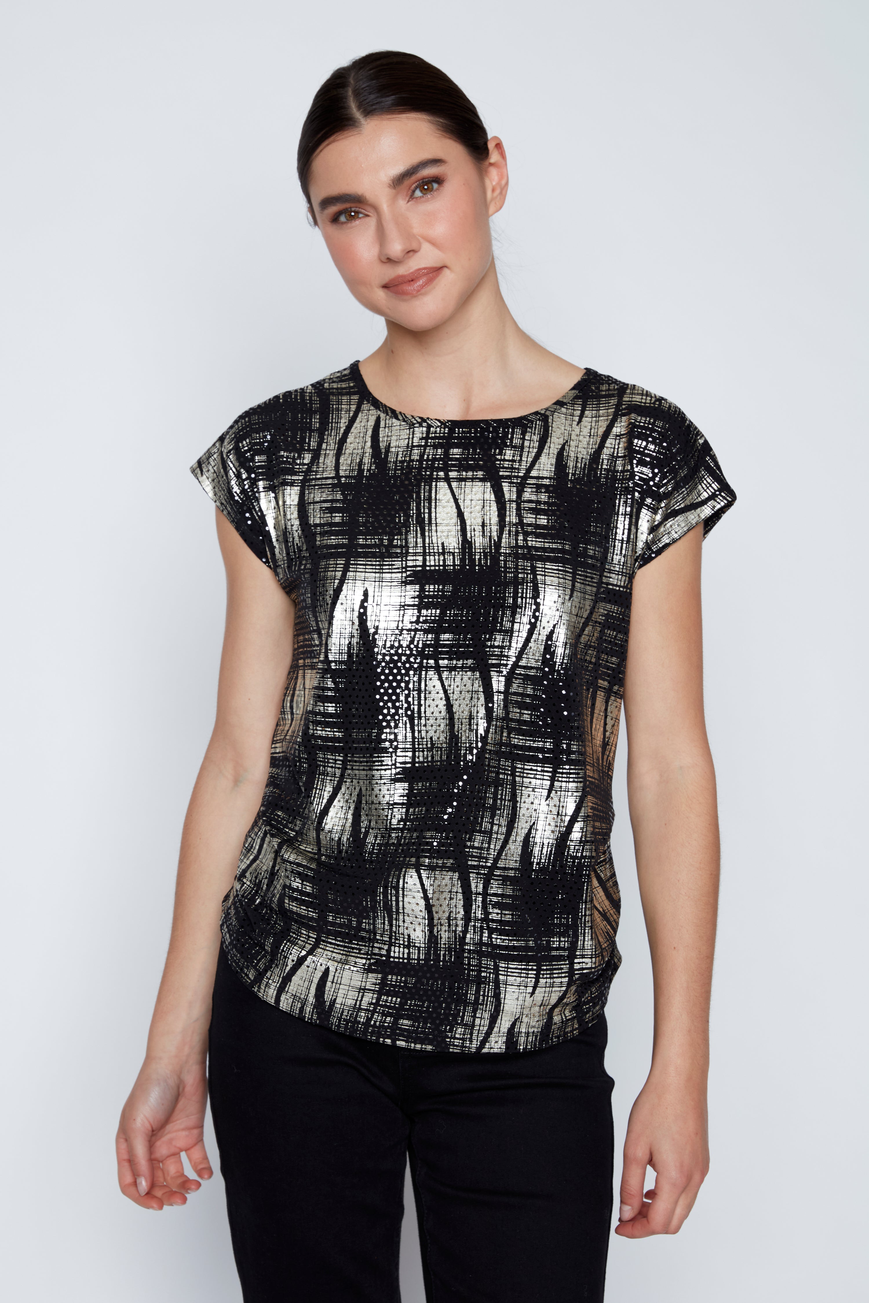 Houndstooth lurex top