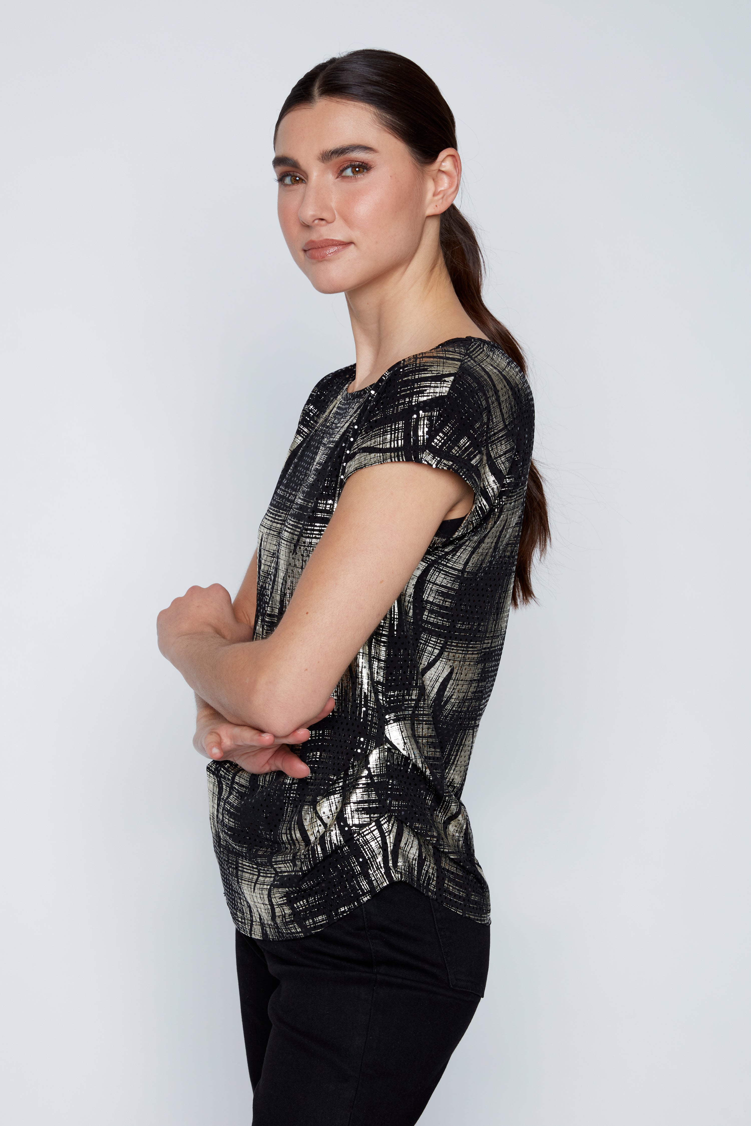 Houndstooth lurex top