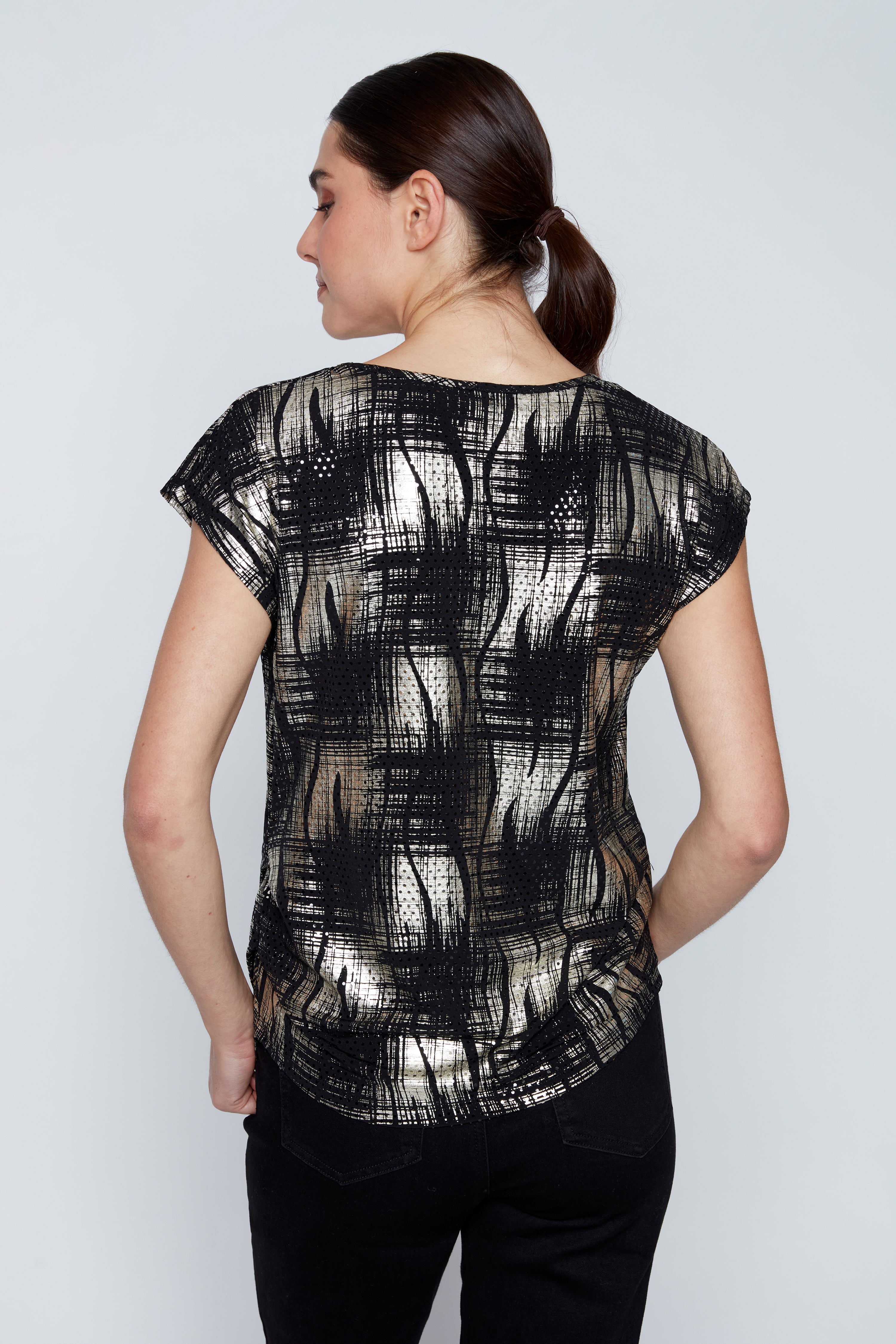 Houndstooth lurex top