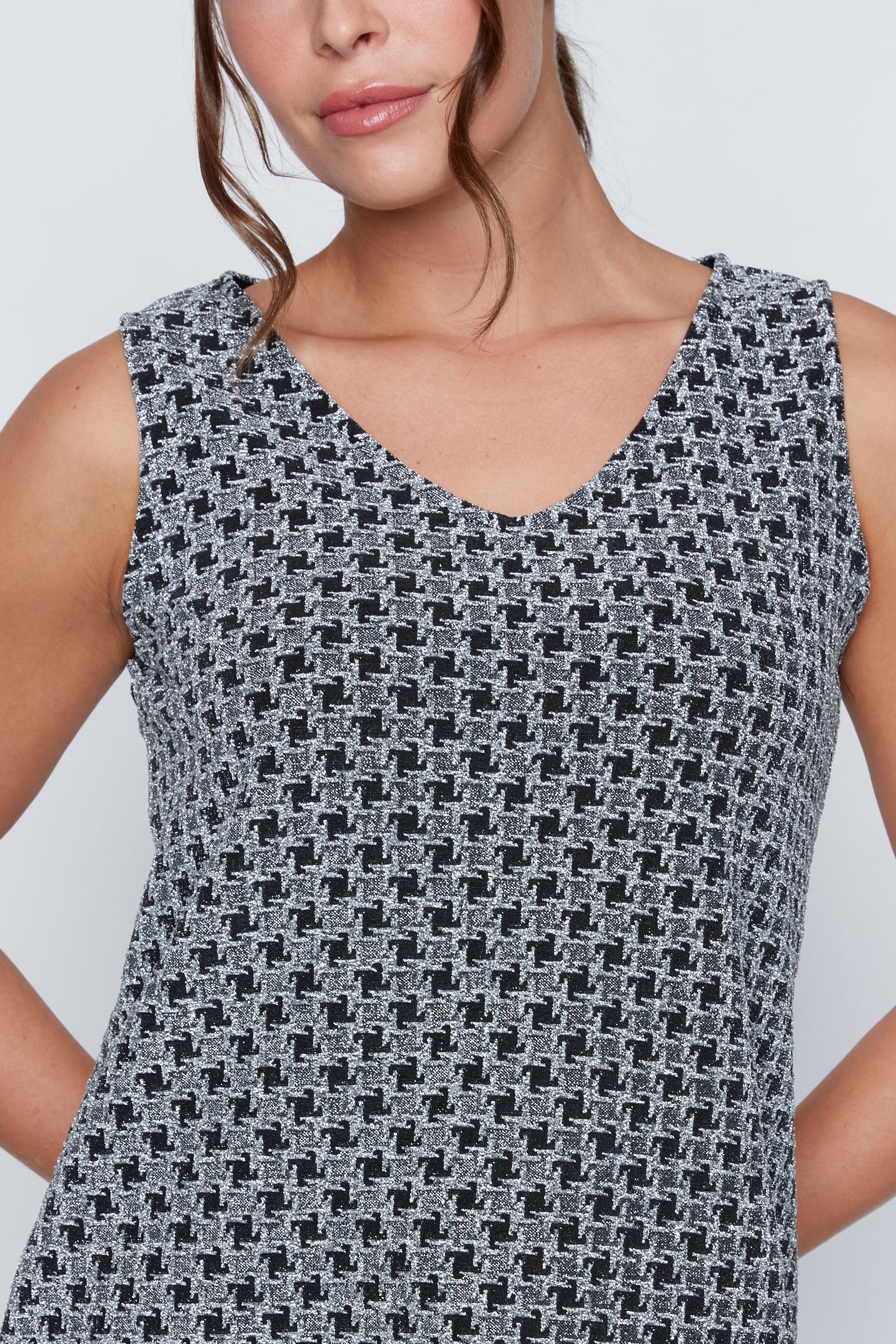 Foil knit top with sequins detail