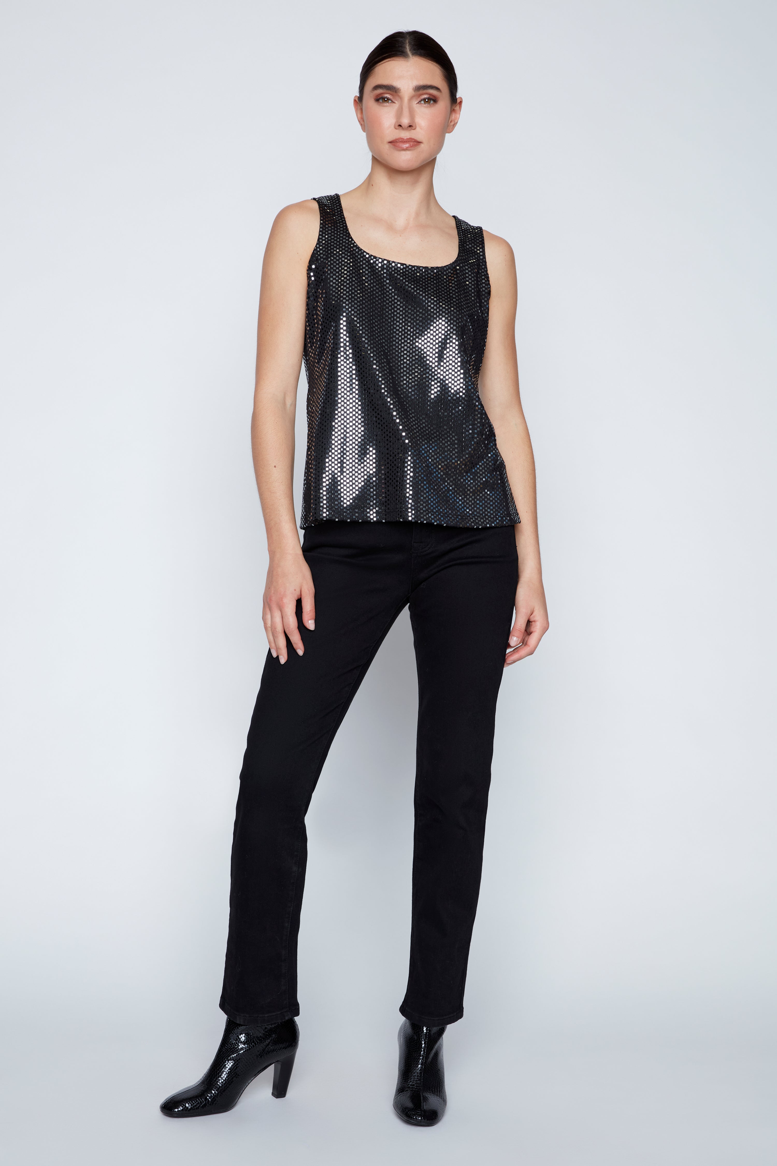 Square neck cami with sequins