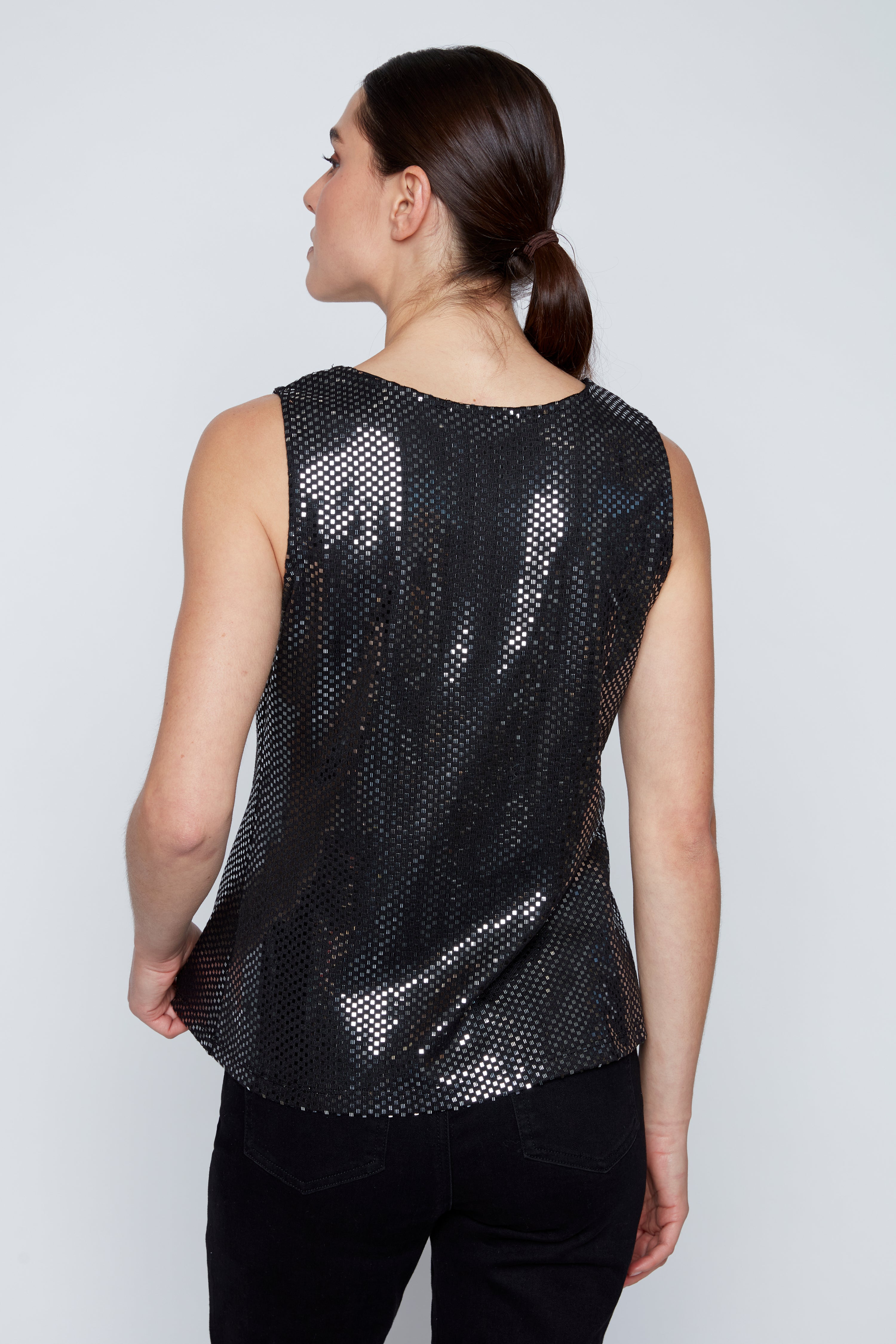 Square neck cami with sequins