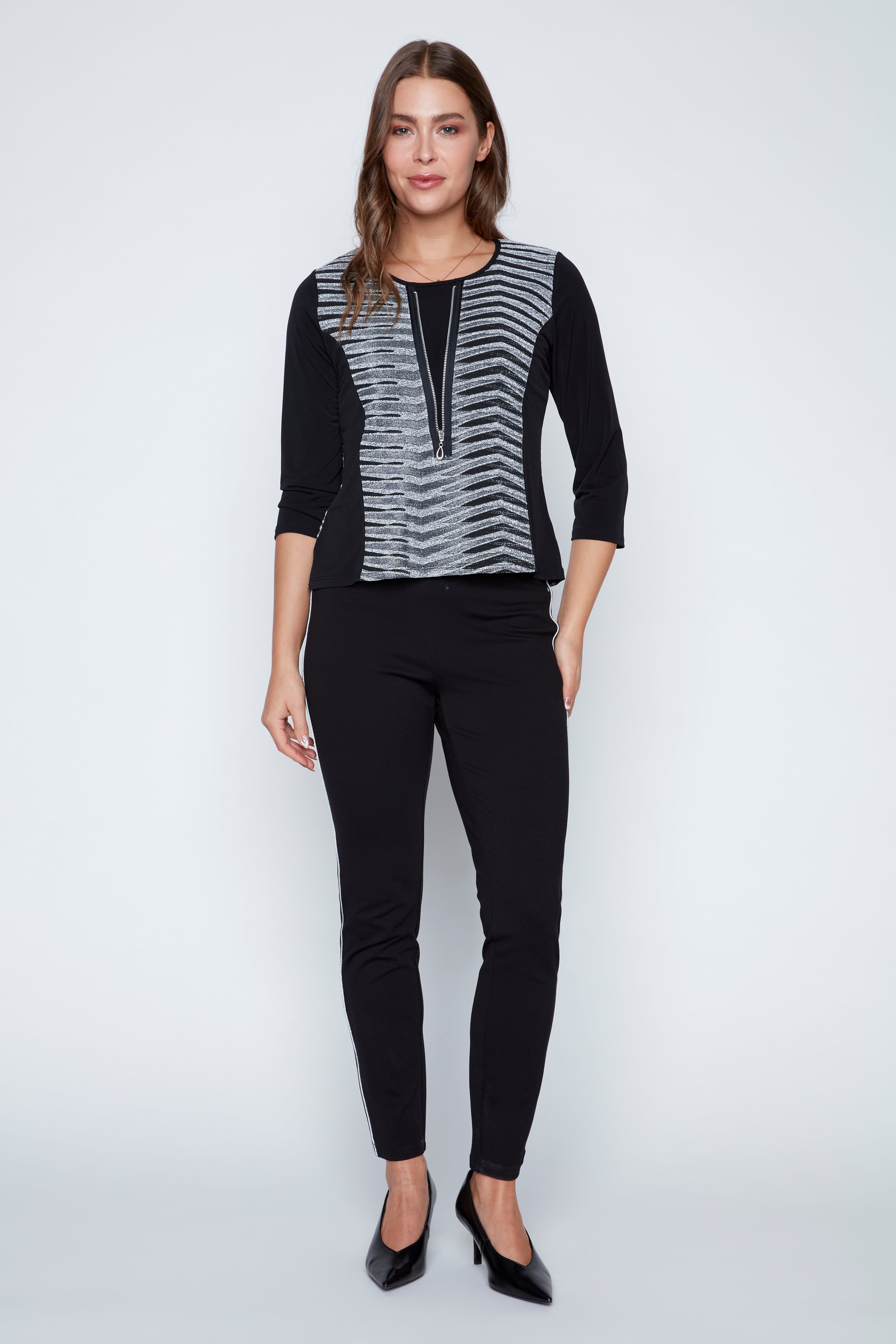 Lurex top with zipper detail