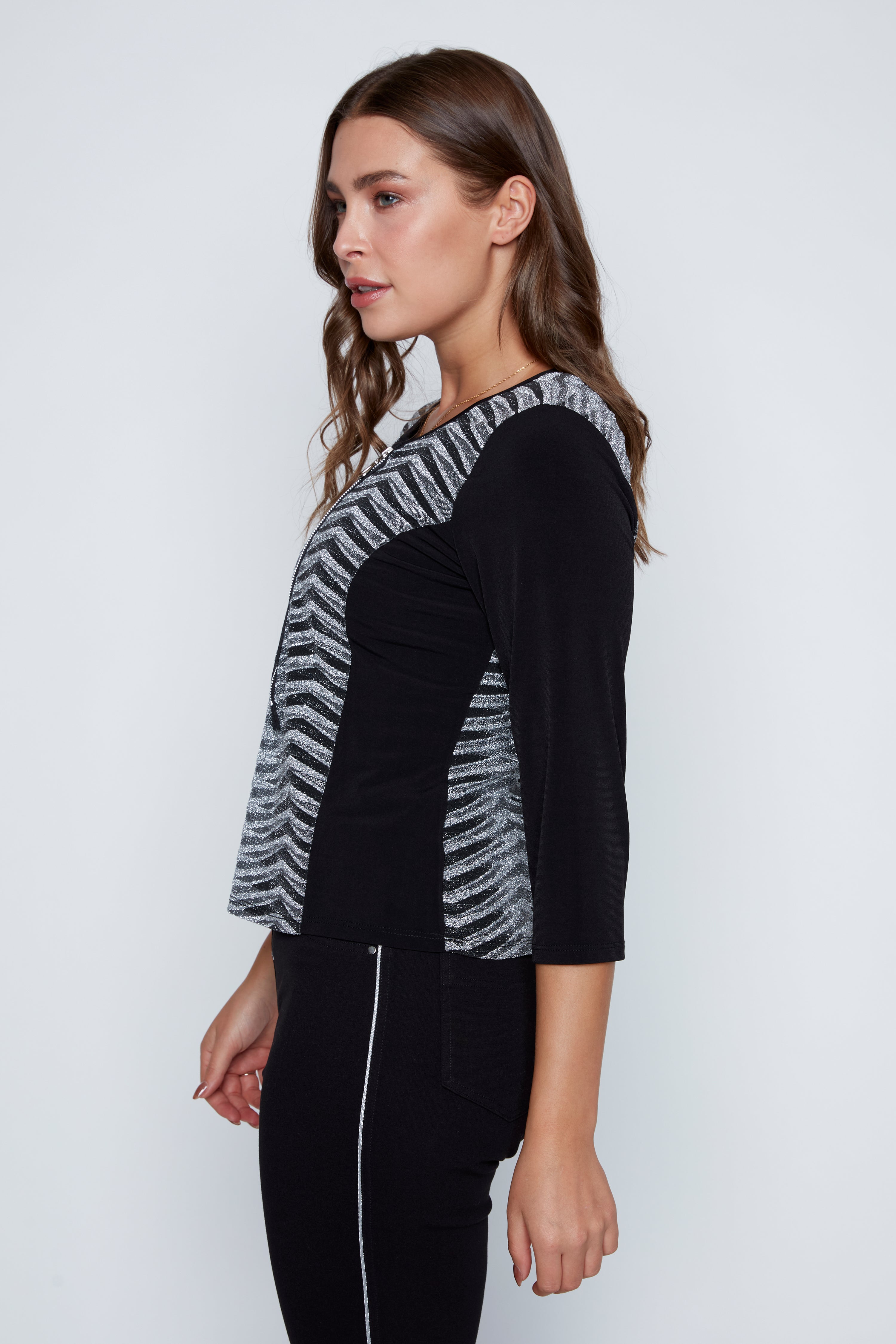 Lurex top with zipper detail