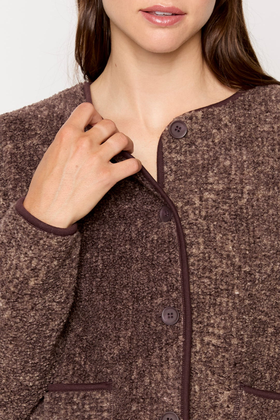 Collarless Boucle Jacket