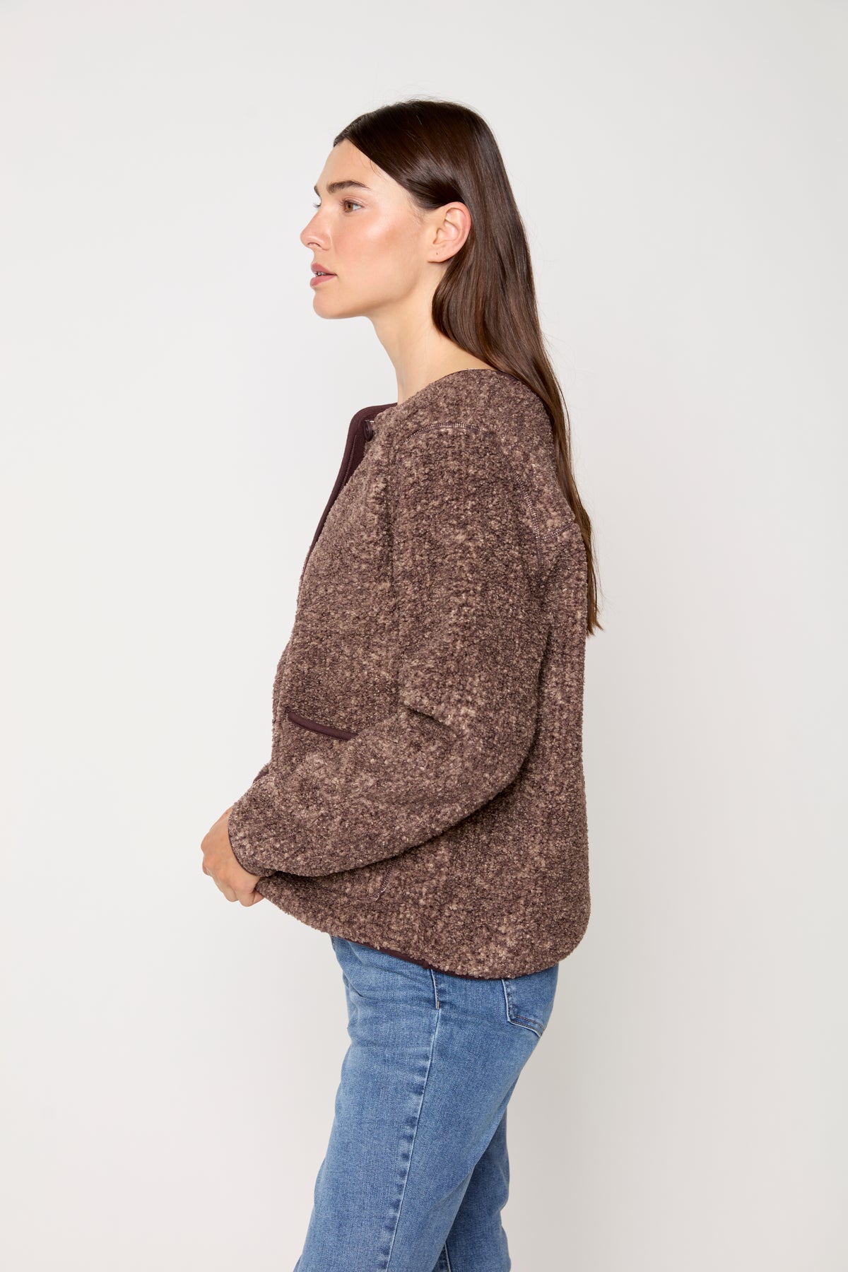 Collarless Boucle Jacket