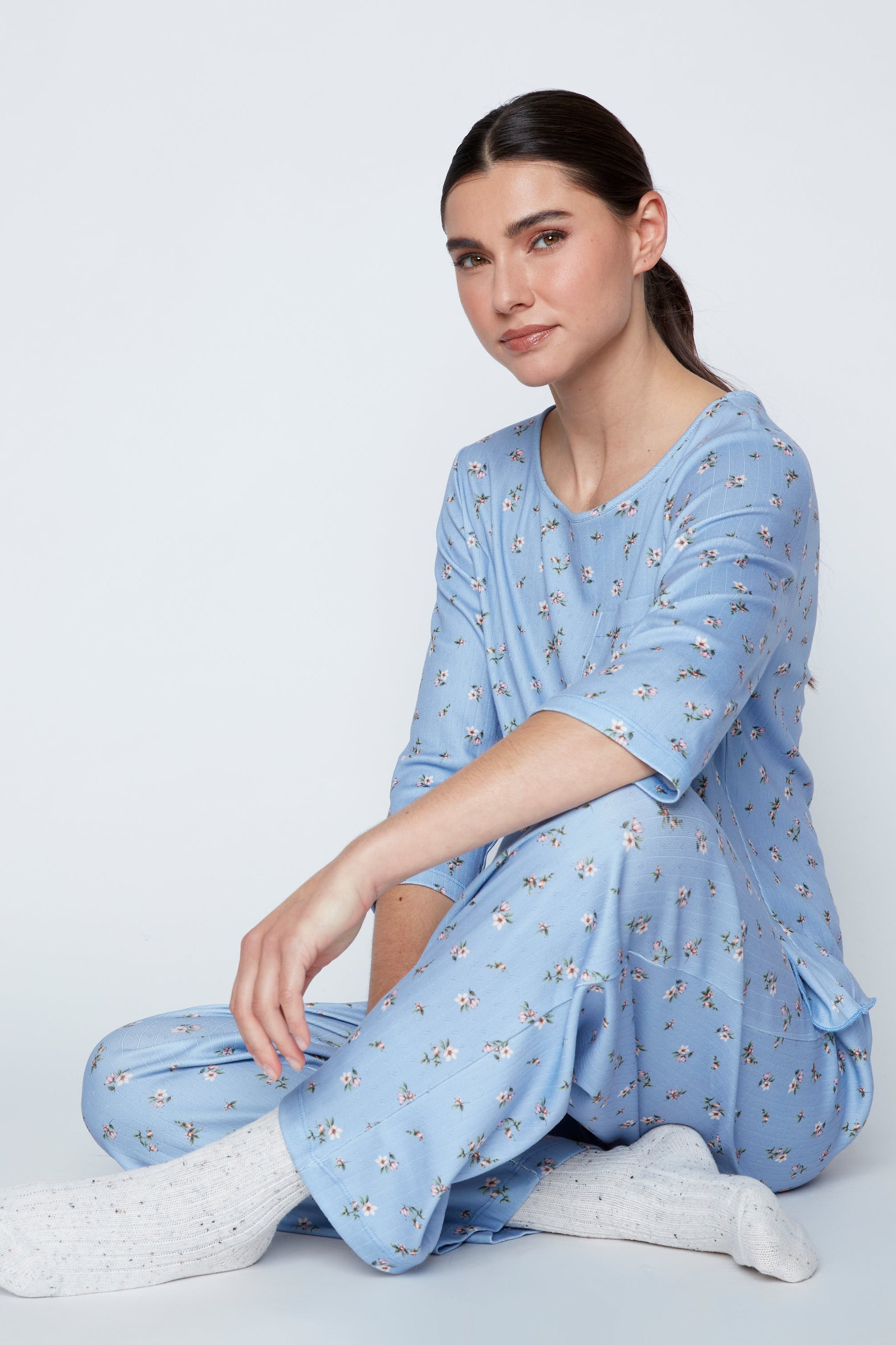 Floral design knit pyjama set