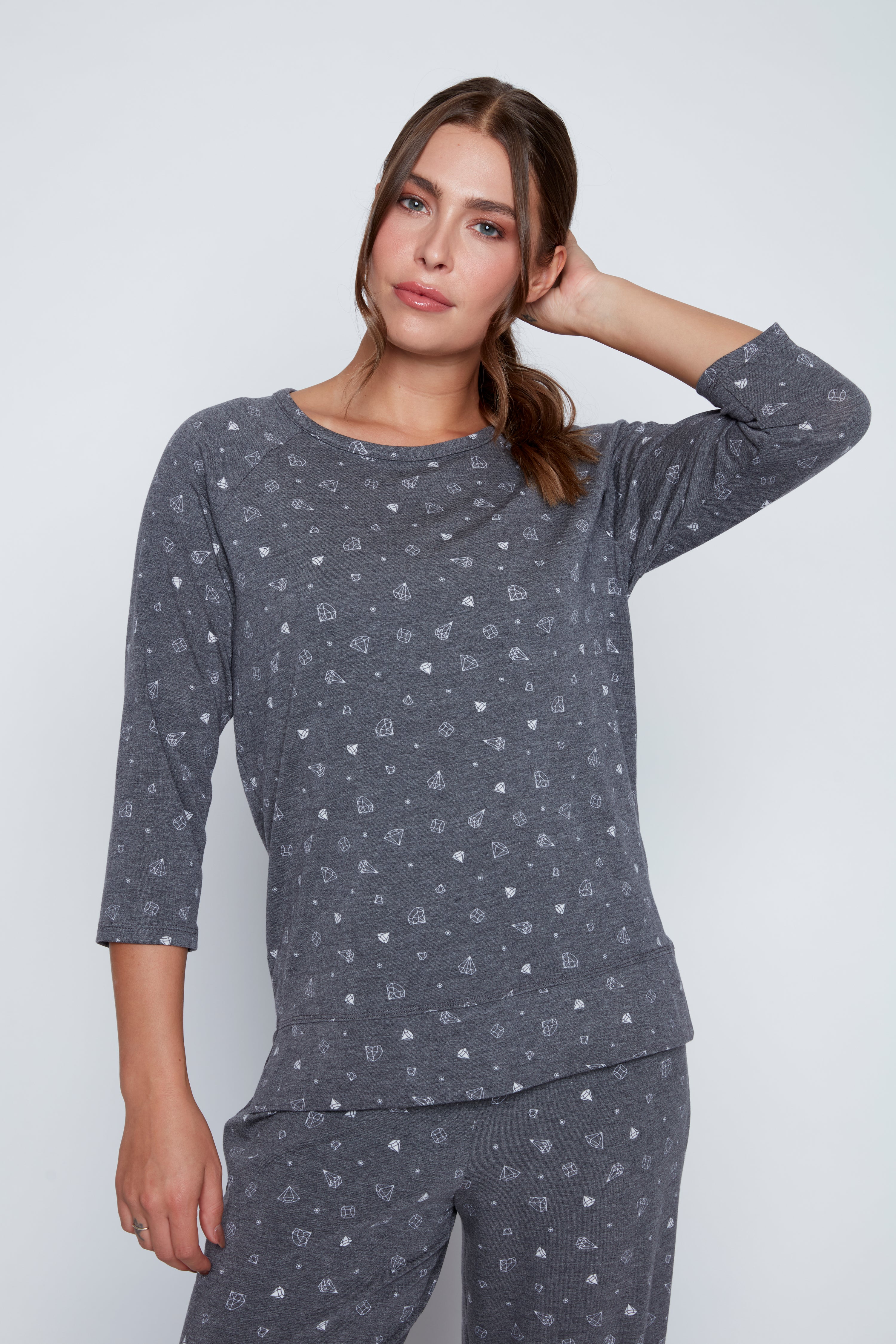 Diamond design knit loungewear set