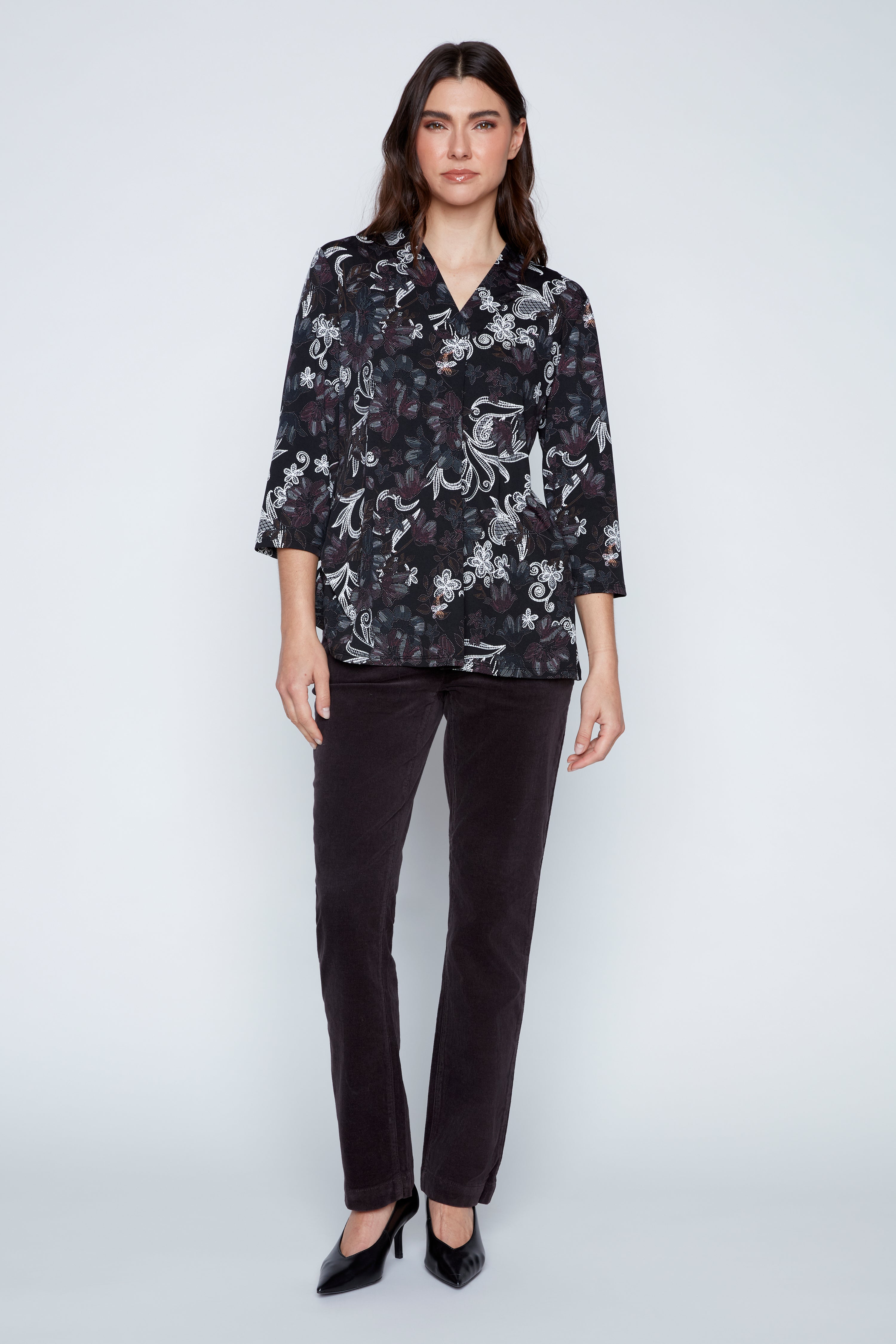 Floral puff print top