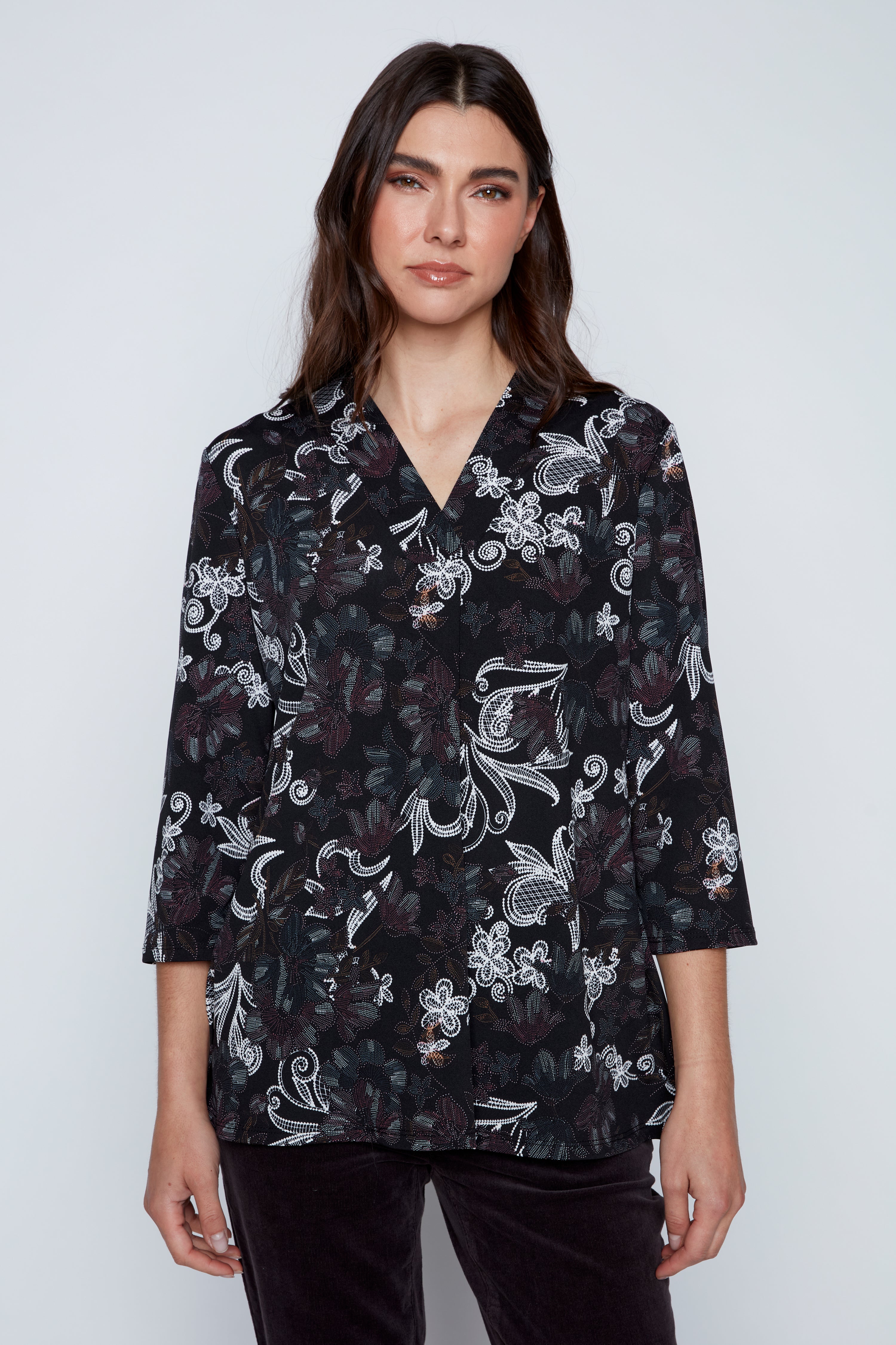 Floral puff print top