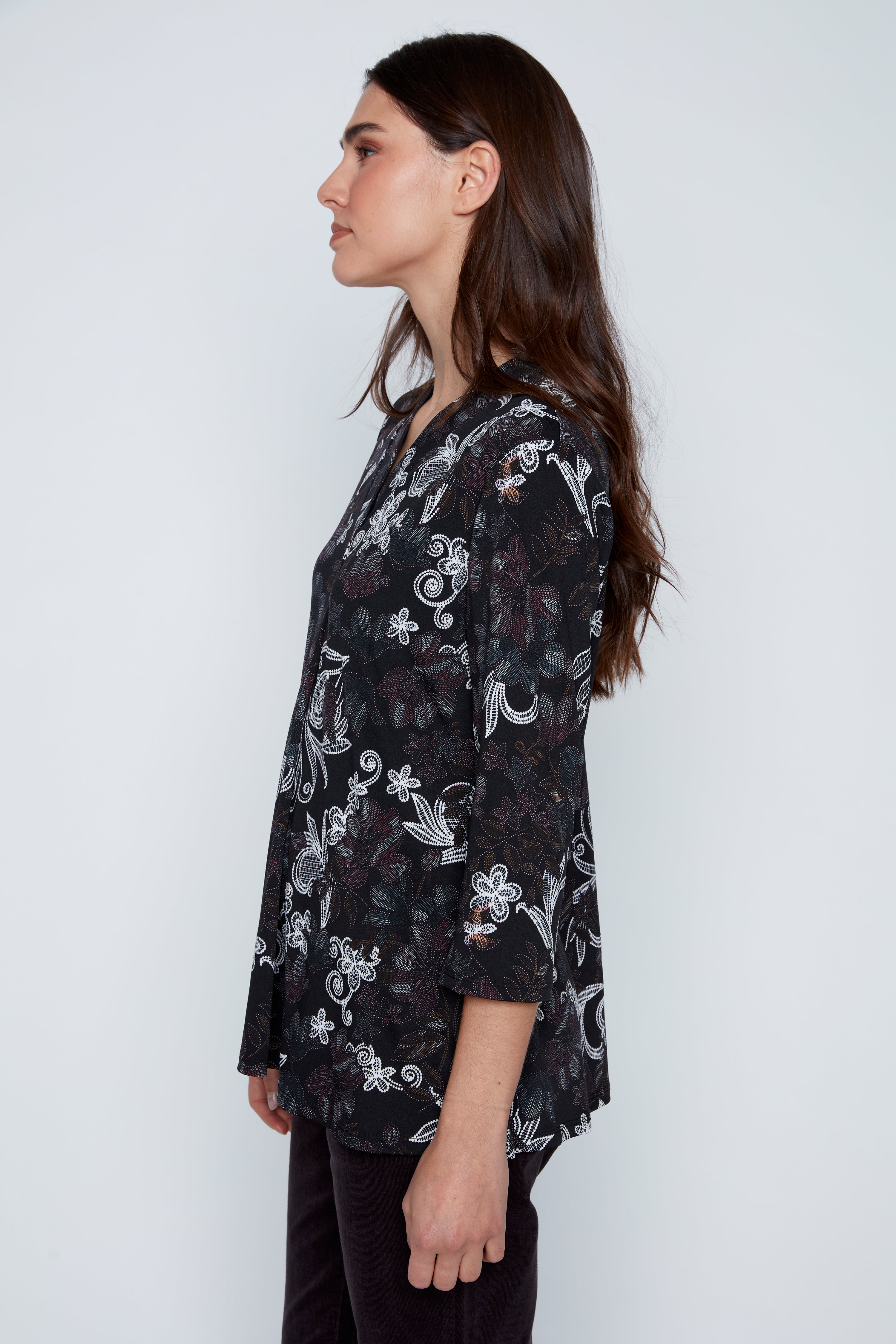 Floral puff print top