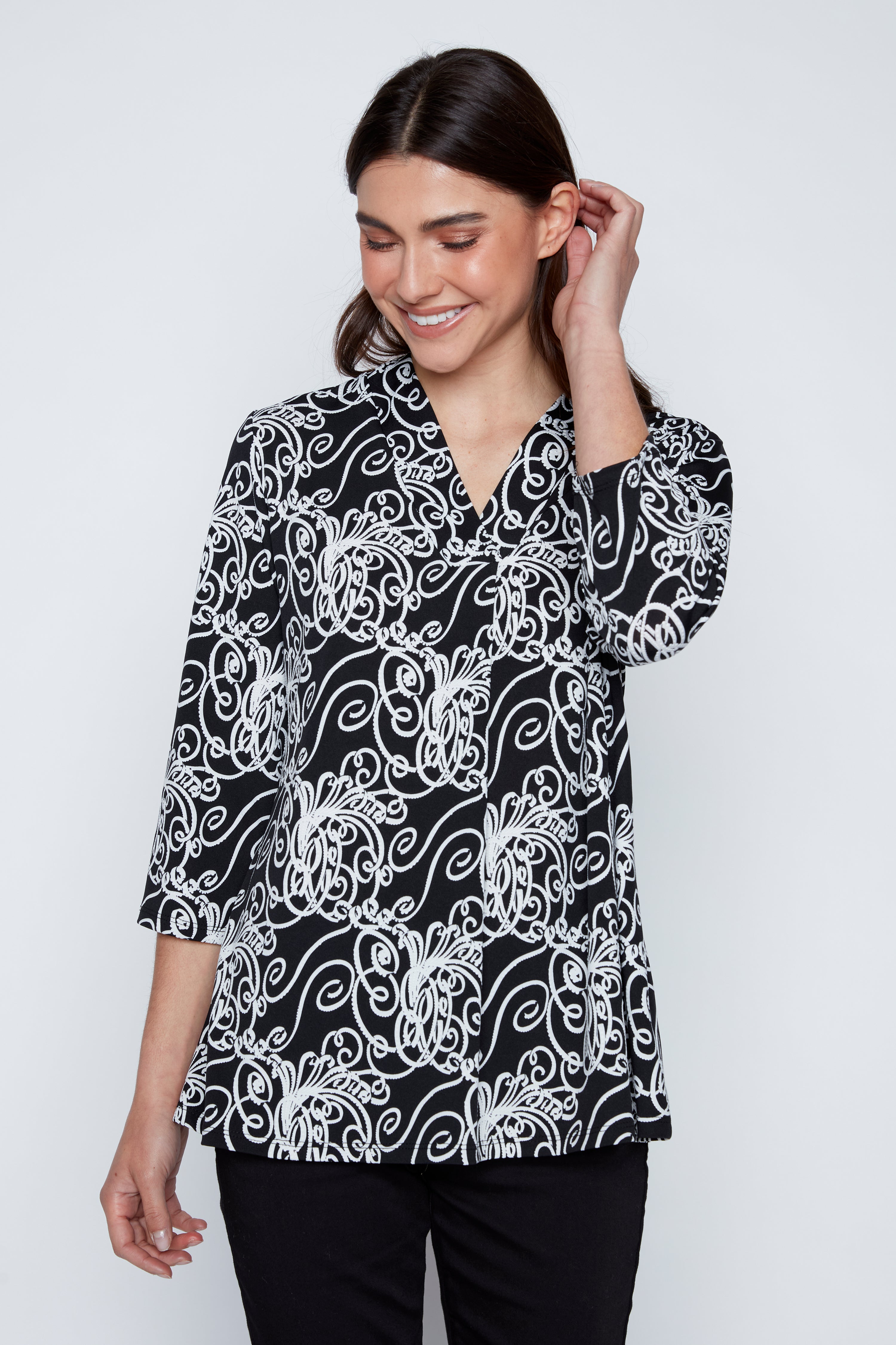 Floral puff print top