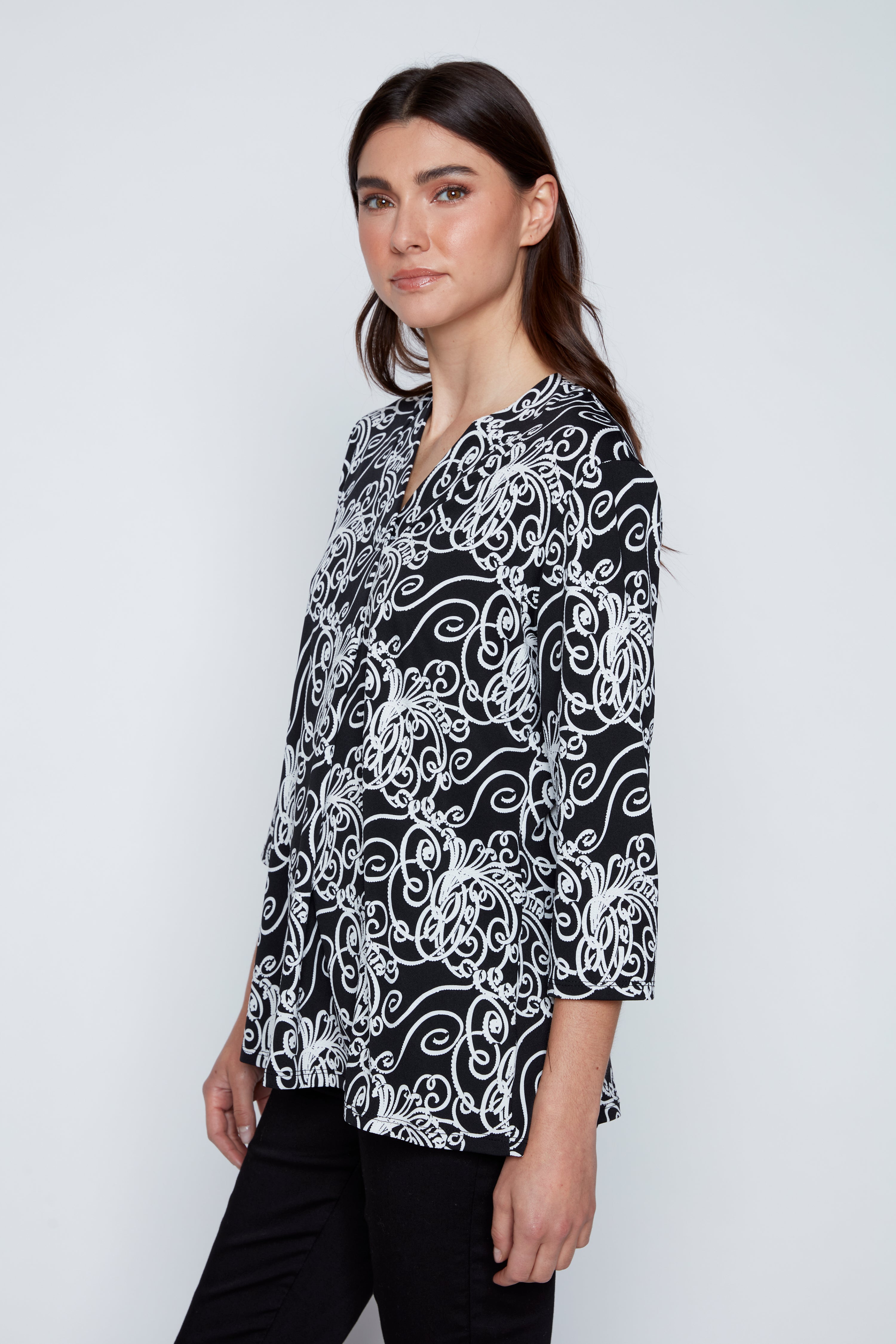 Floral puff print top