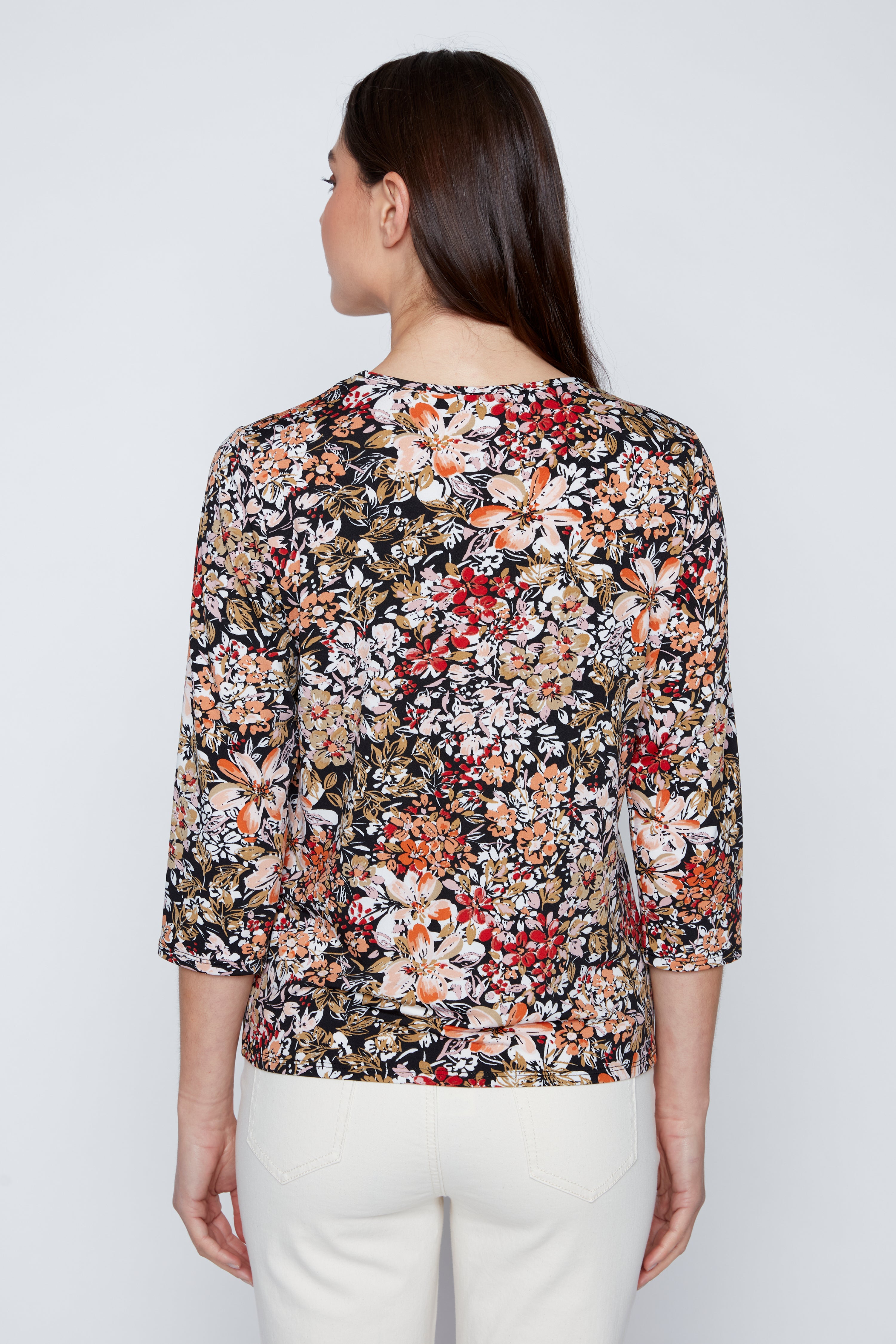 Floral print keyhole top