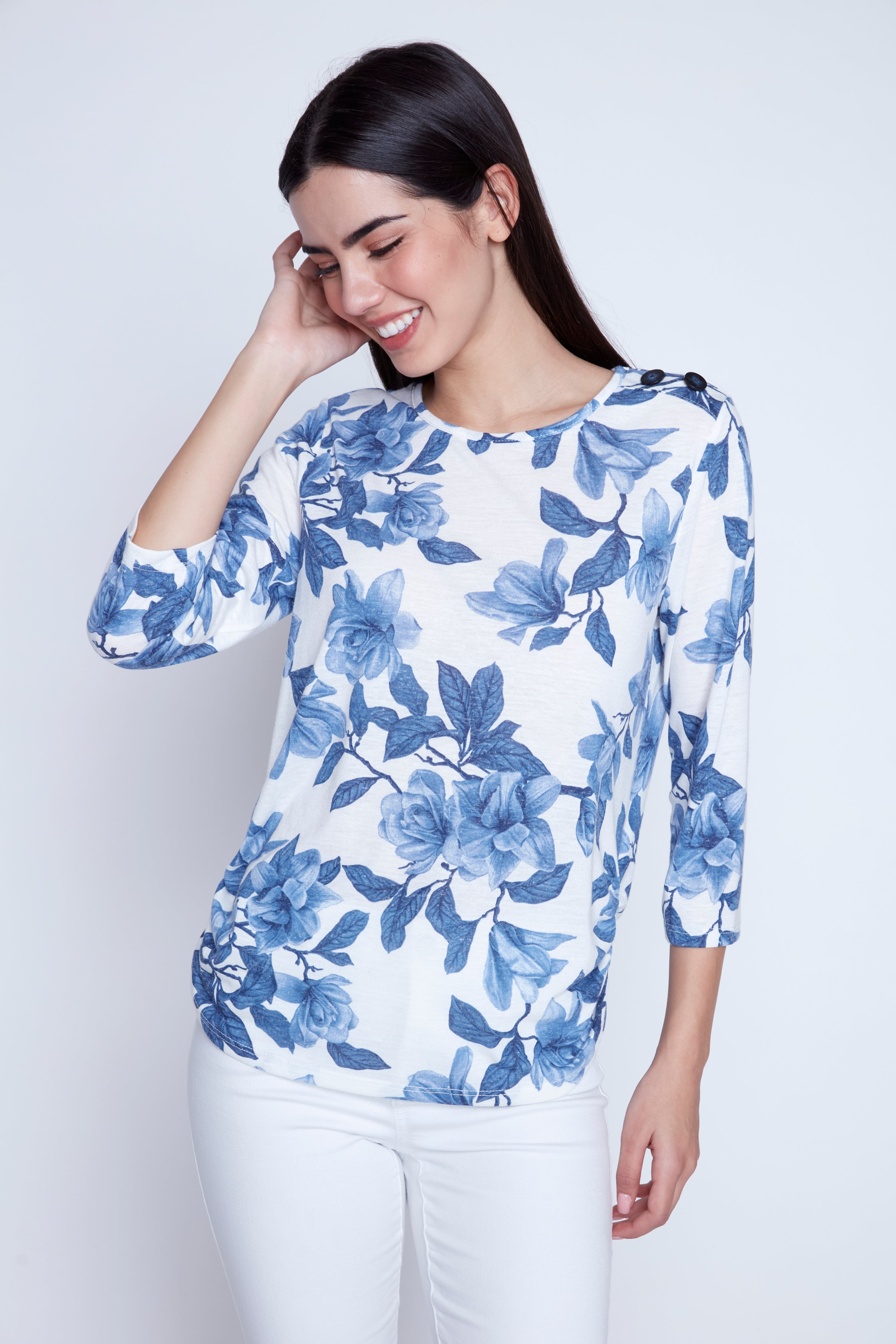 Linen blend ruched sides top