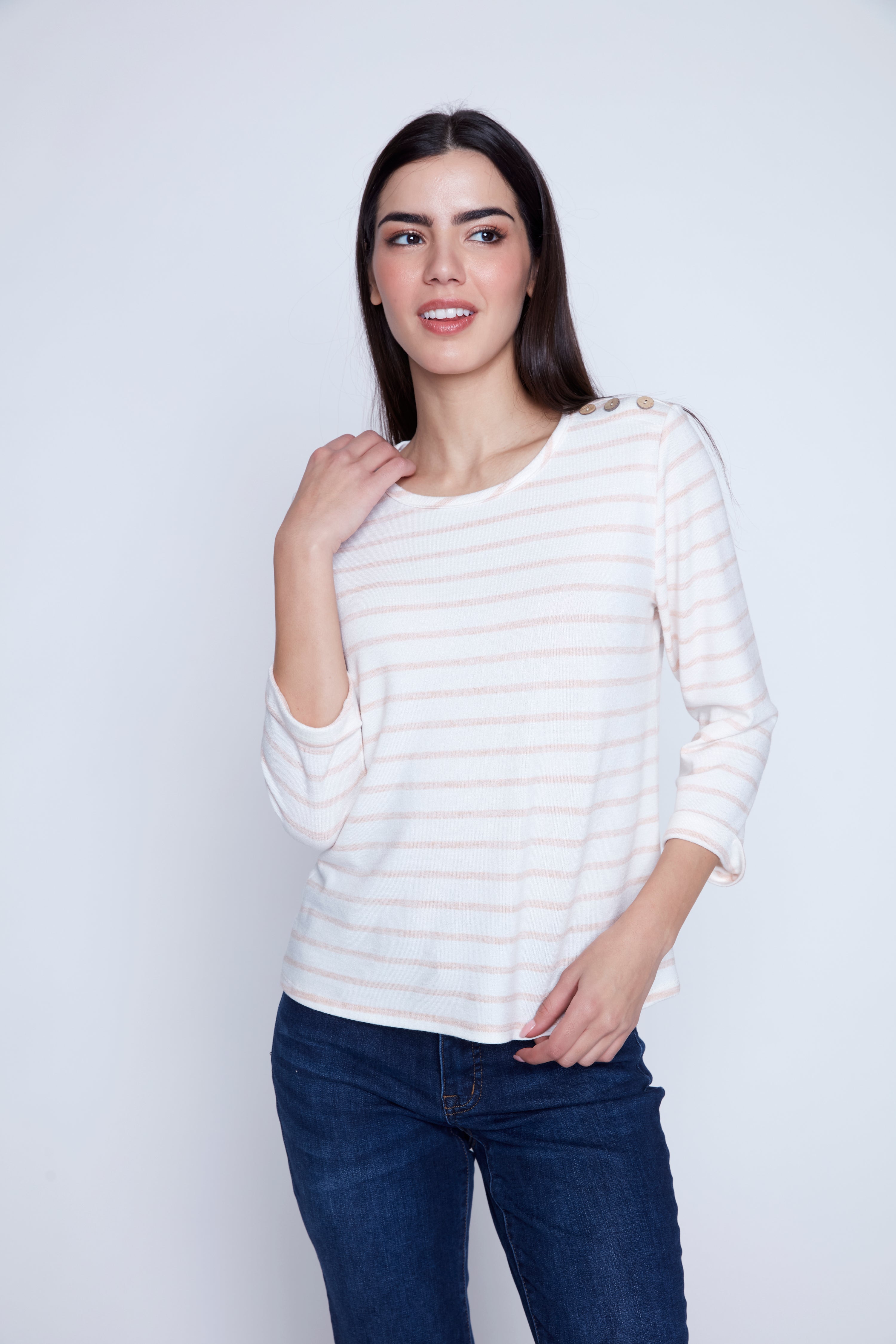 Button accent long sleeve top