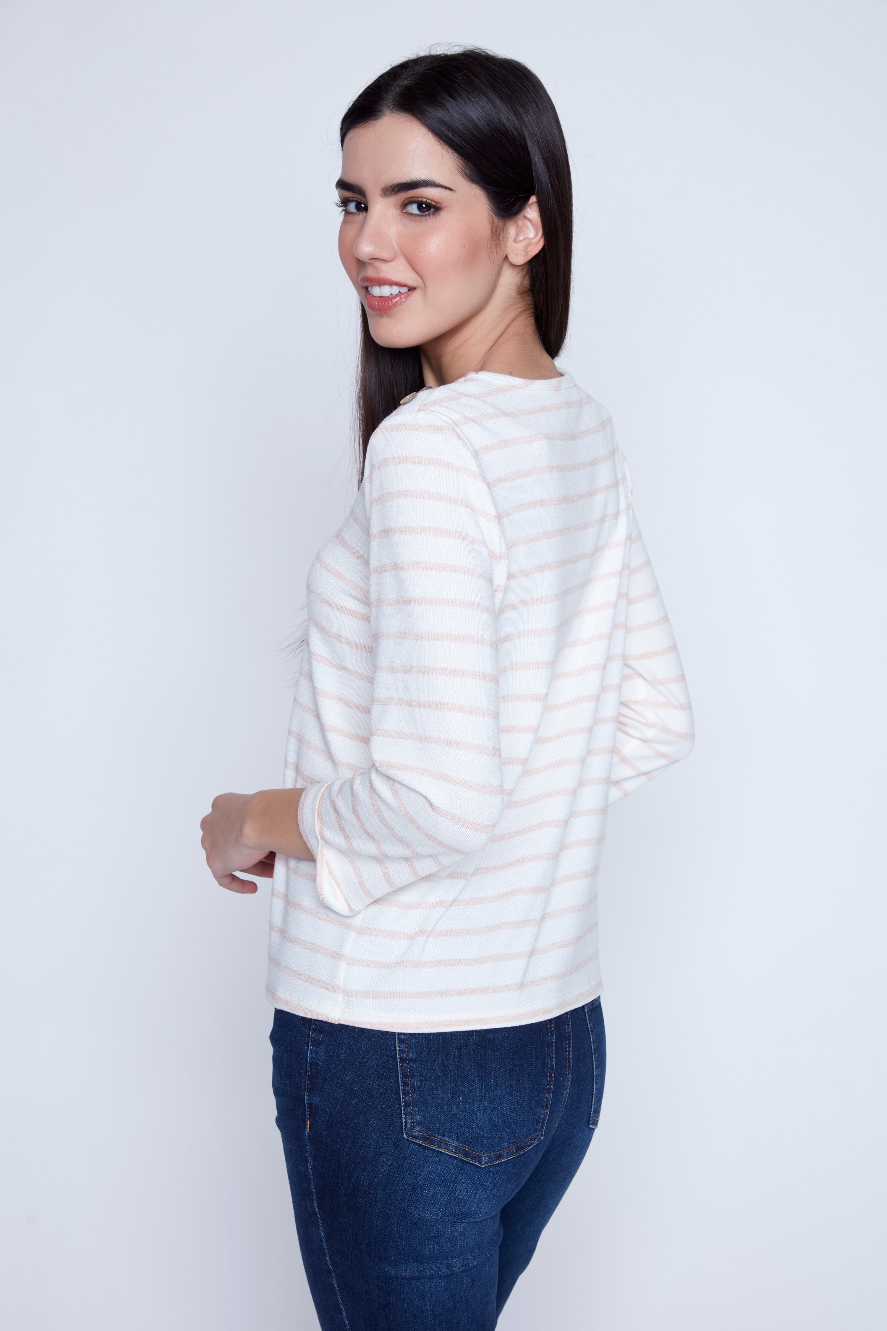 Button accent long sleeve top