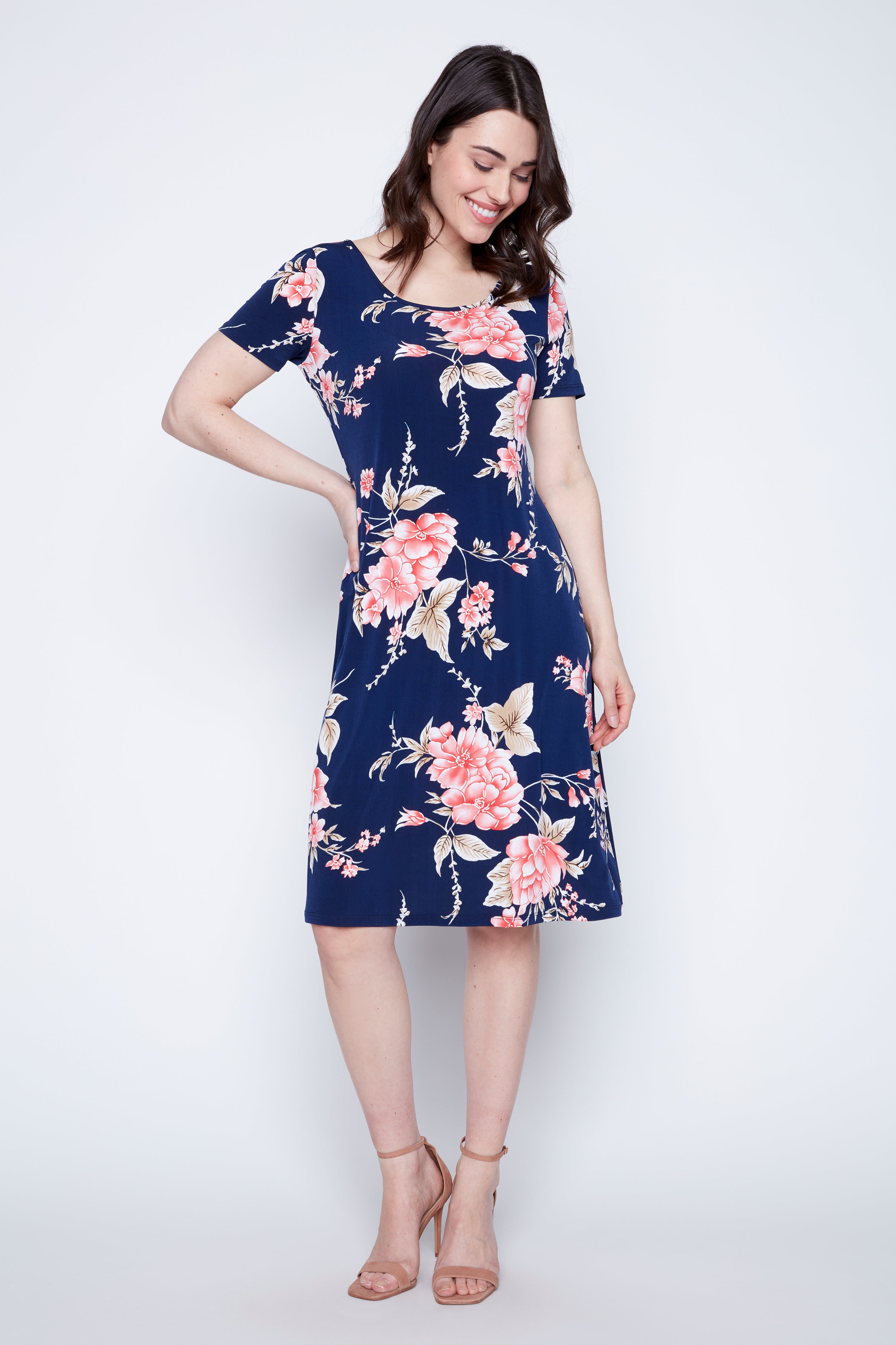 Floral puff print A-line sun dress