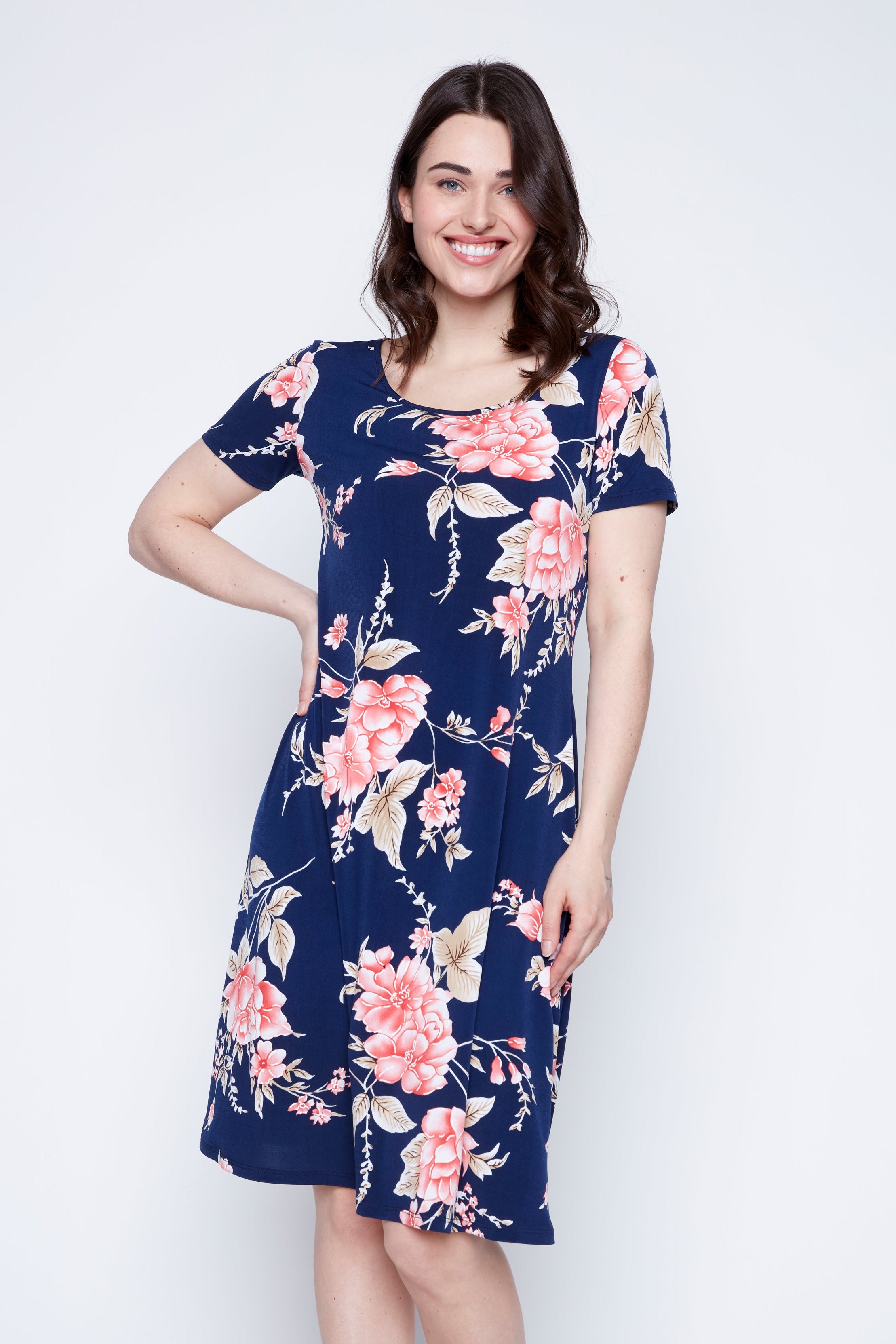 Floral puff print A-line sun dress