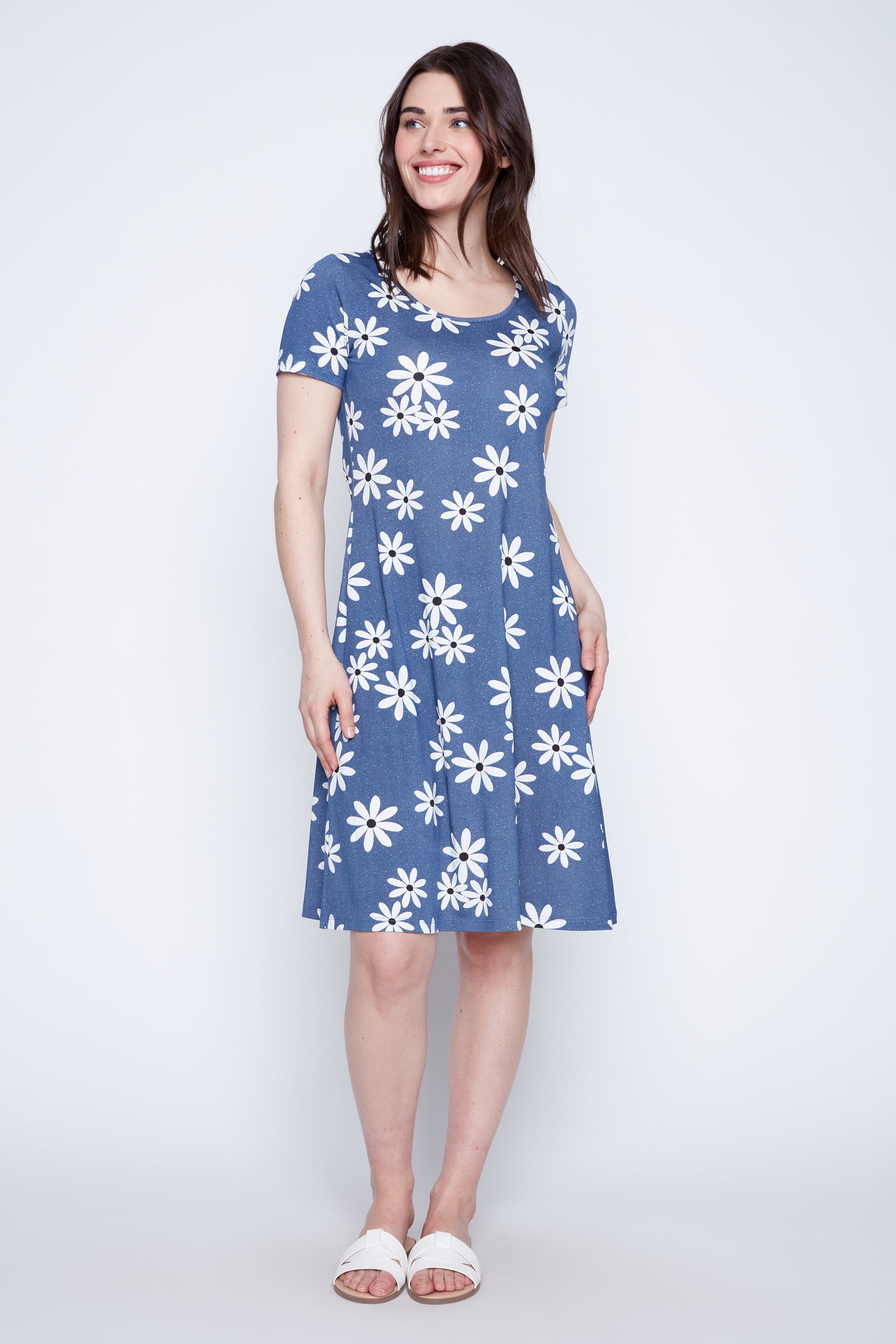 La robe soleil trapèze imprimée à fleurs bouffant