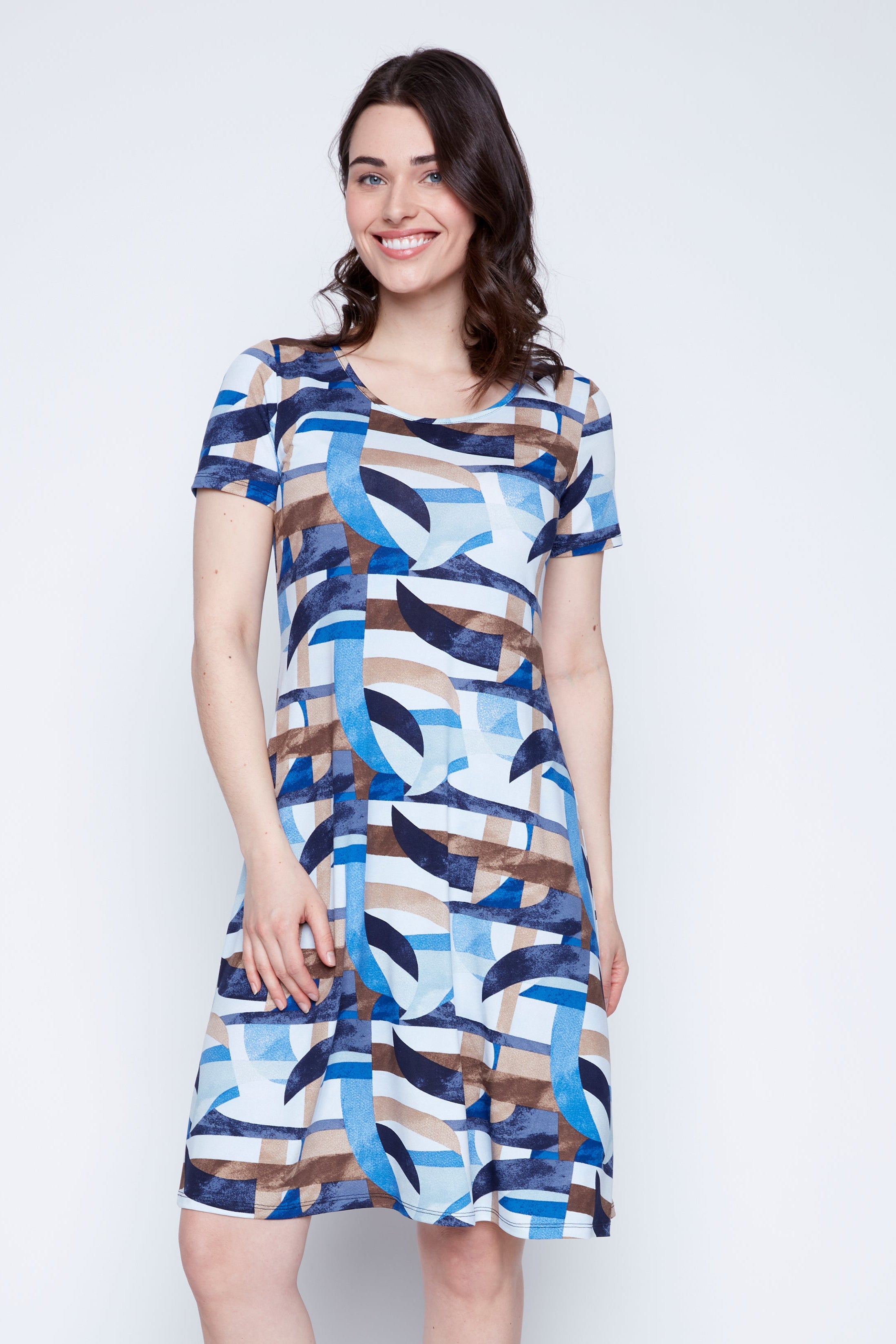 Abstract print A-line sun dress
