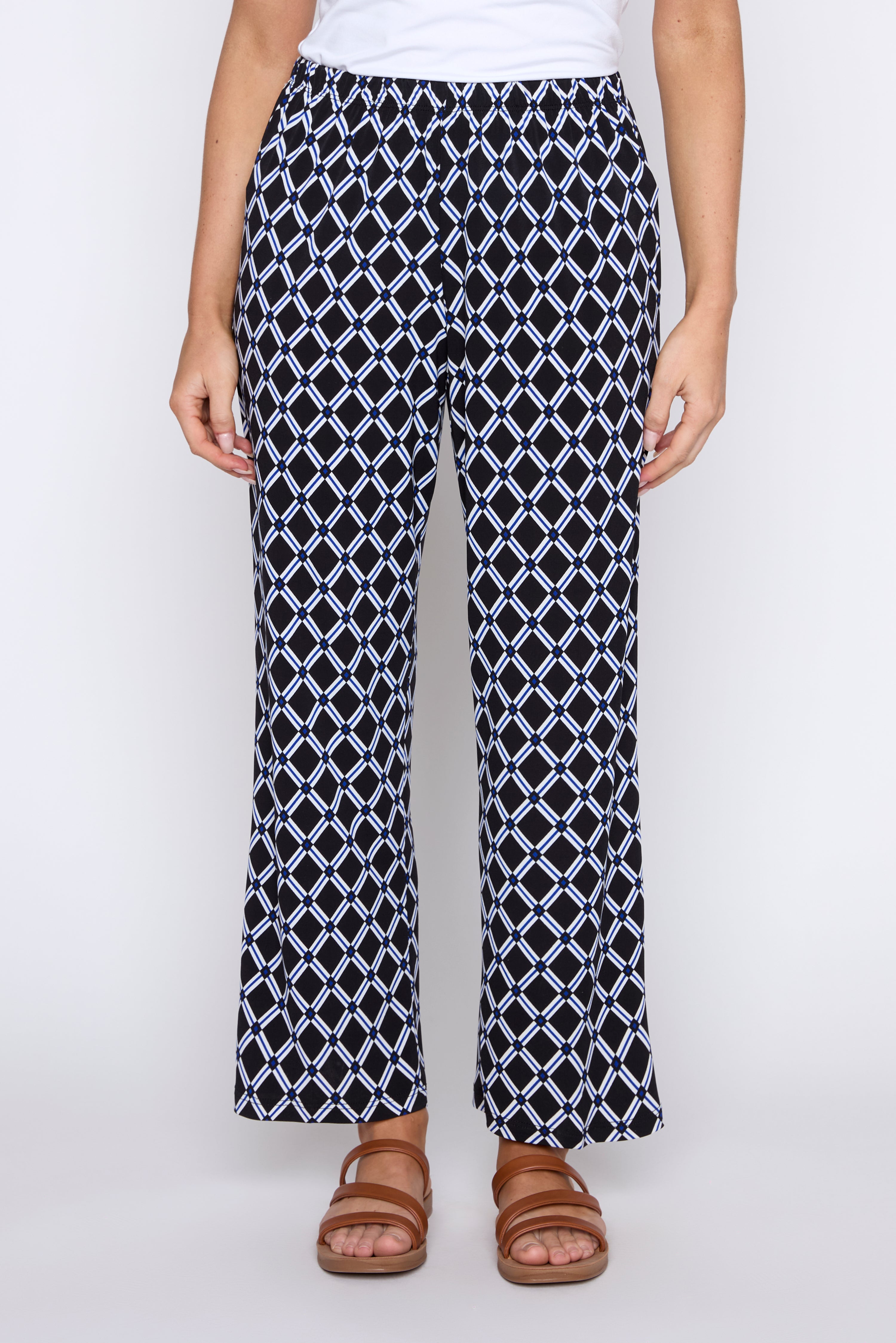 Black royal geometric print pant